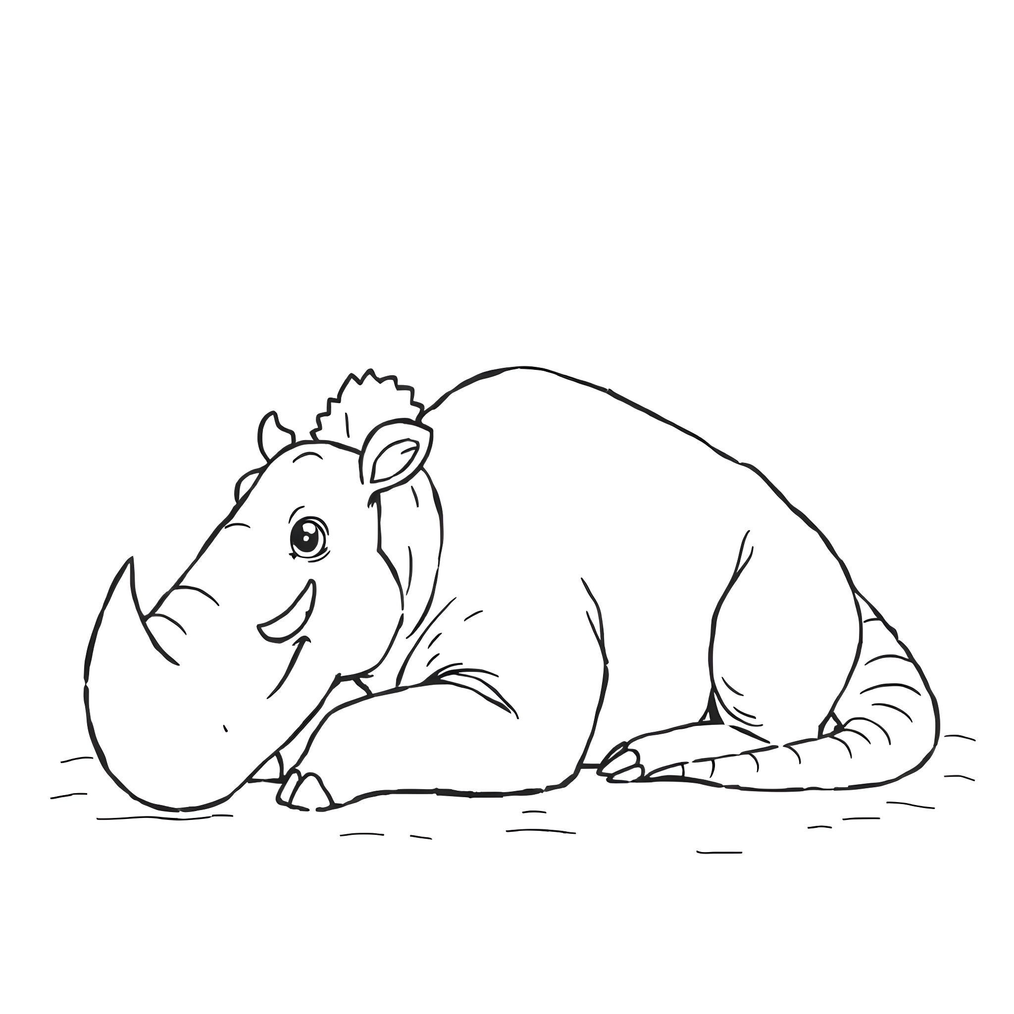 Hippowdon resting on the ground Coloring Page (free black-and-white line drawing printable PDF for all, from beginners to advanced learners, including children, teens, adults, and seniors)