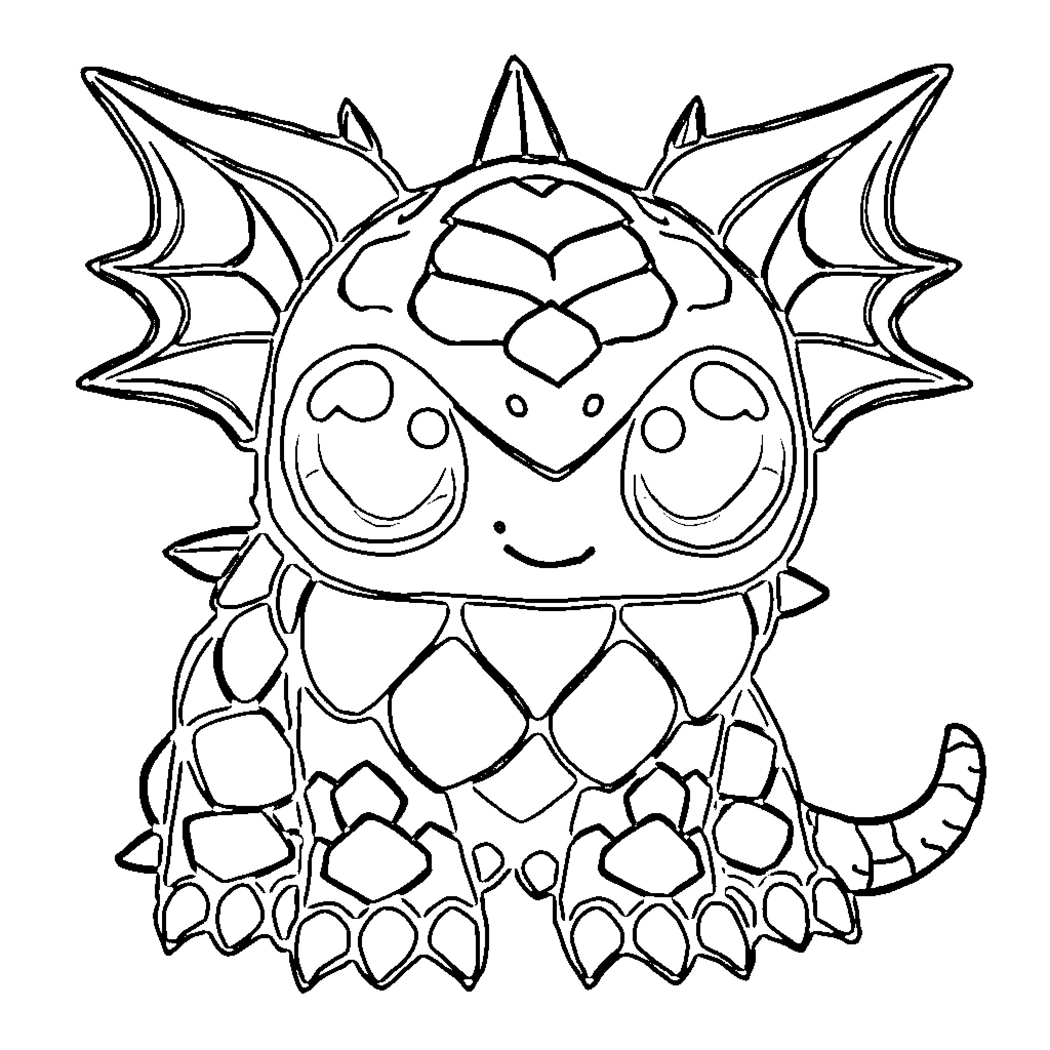 Creature with whimsical expression and spiky features Coloring Page (free black-and-white line drawing printable PDF for all, from beginners to advanced learners, including children, teens, adults, and seniors)