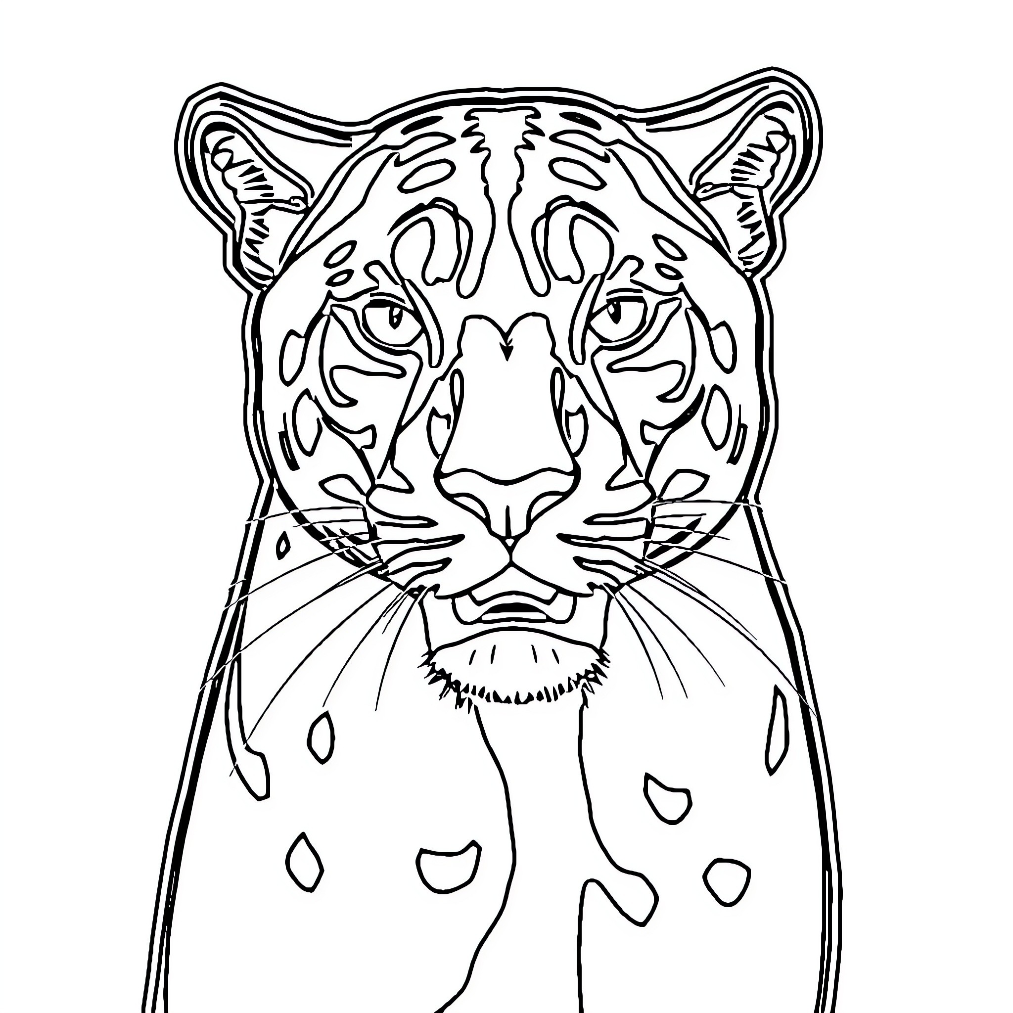 Panther's Bold Gaze Coloring Page (free black-and-white line drawing printable PDF for all, from beginners to advanced learners, including children, teens, adults, and seniors)