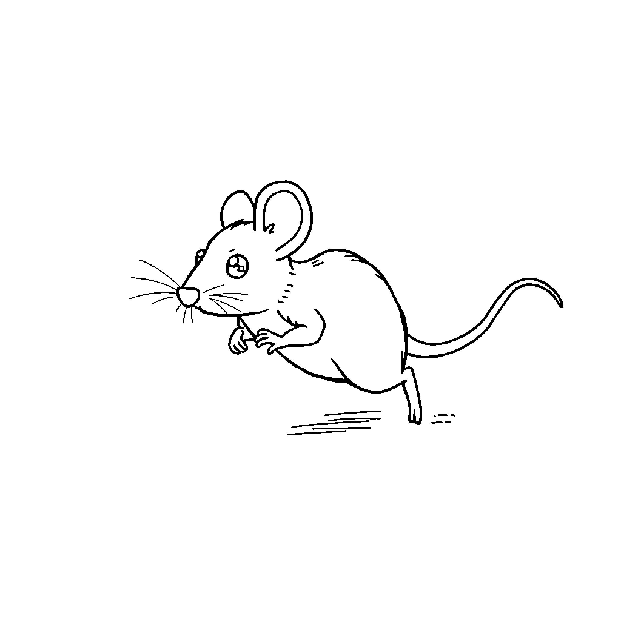 Mouse scurrying across the page Coloring Page (free black-and-white line drawing printable PDF for all, from beginners to advanced learners, including children, teens, adults, and seniors)