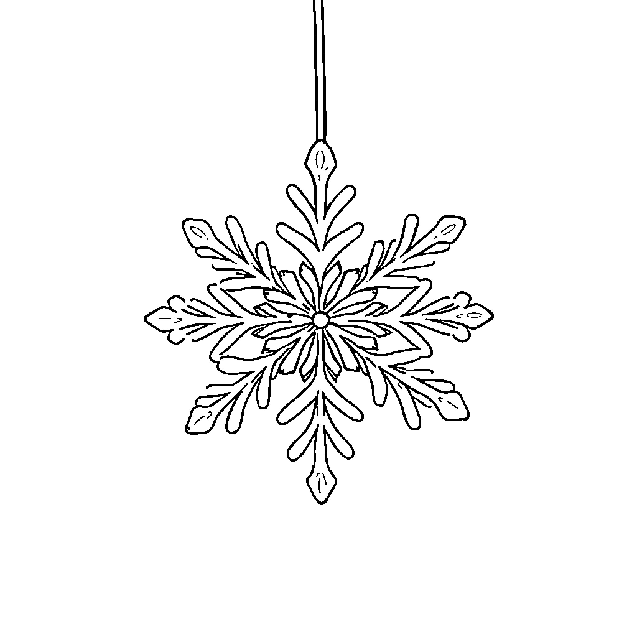 Snowflake ornament with intricate design Coloring Page (free black-and-white line drawing printable PDF for all, from beginners to advanced learners, including children, teens, adults, and seniors)