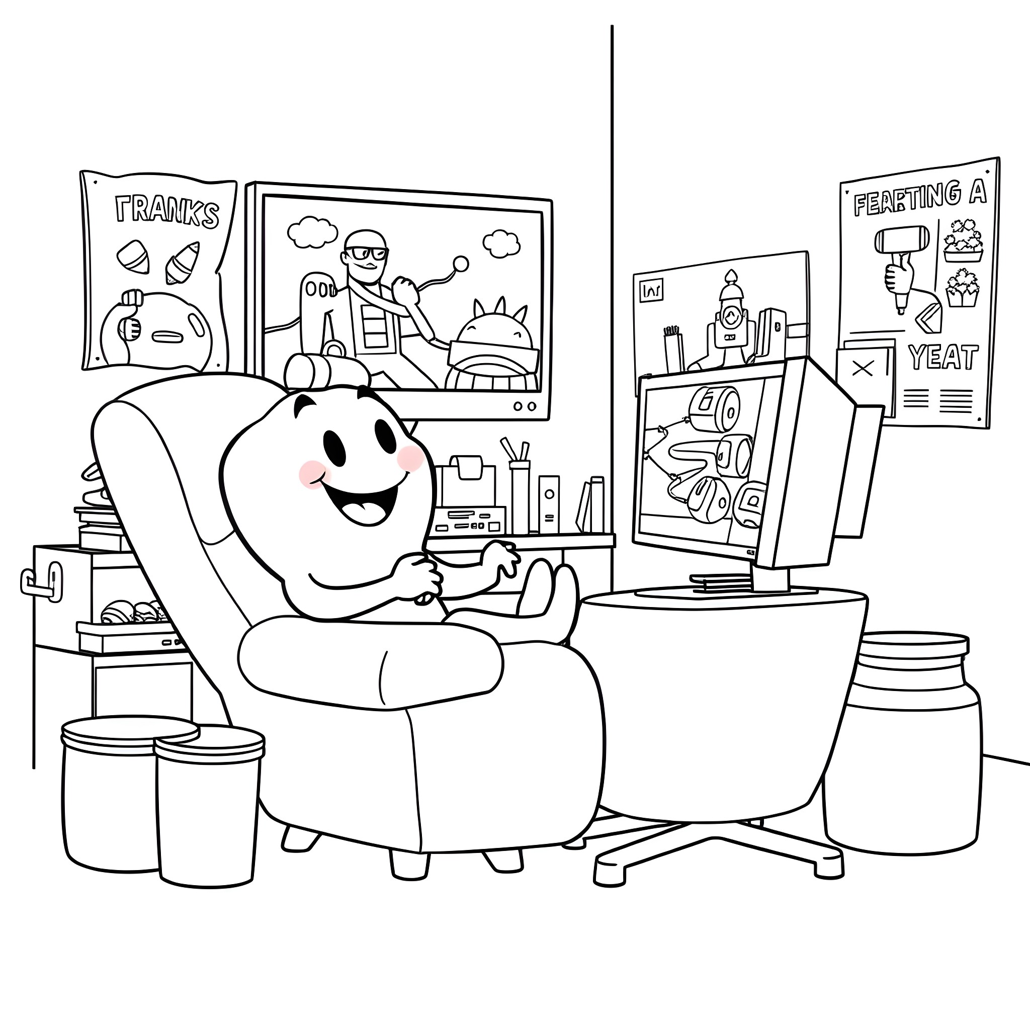 Tooth Brushing Routine Depicted in Cartoon Illustration Coloring Page (free black-and-white line drawing printable PDF for all, from beginners to advanced learners, including children, teens, adults, and seniors)