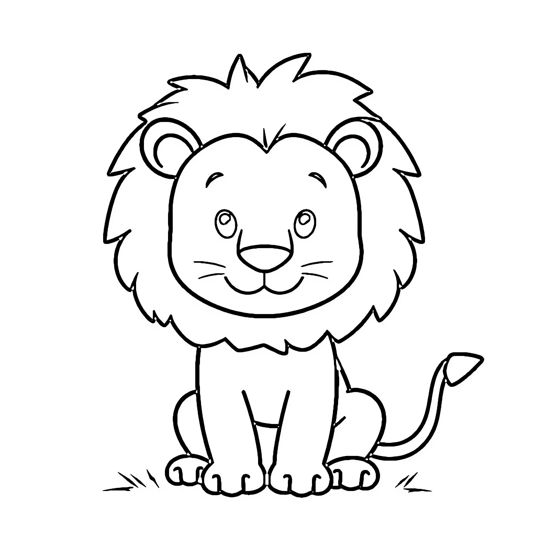 Lion in playful pose Coloring Page (free black-and-white line drawing printable PDF for all, from beginners to advanced learners, including children, teens, adults, and seniors)
