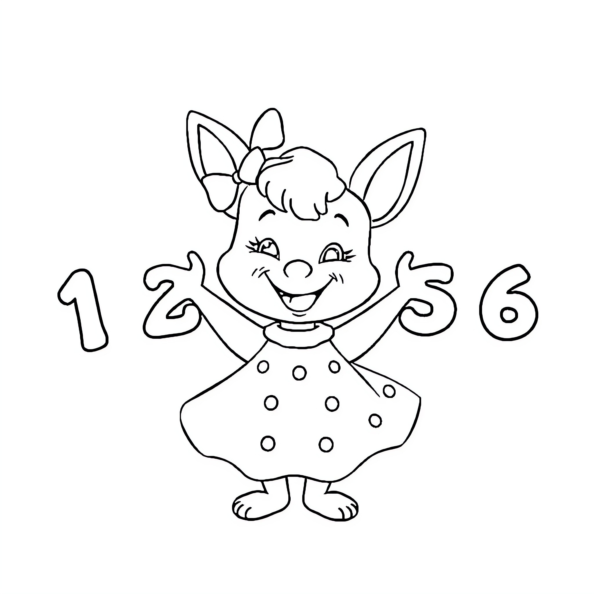 Bluey's Playful Numbers Coloring Page (free black-and-white line drawing printable PDF for all, from beginners to advanced learners, including children, teens, adults, and seniors)