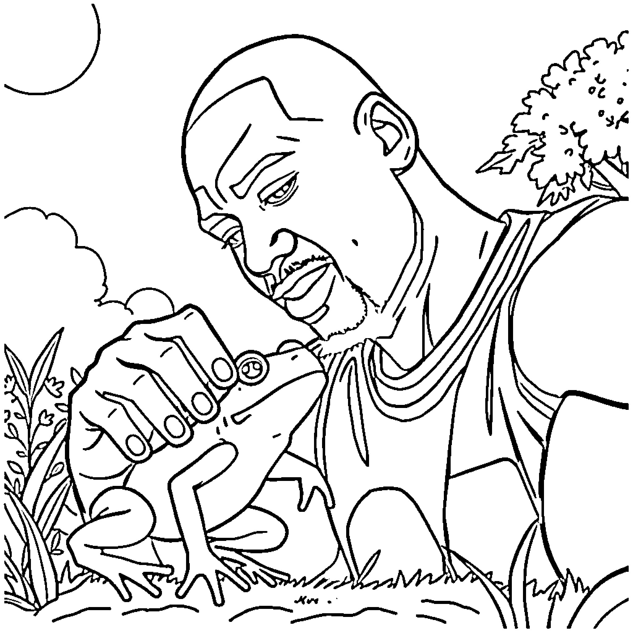 Michael Jordan playing basketball in nature Coloring Page (free black-and-white line drawing printable PDF for all, from beginners to advanced learners, including children, teens, adults, and seniors)
