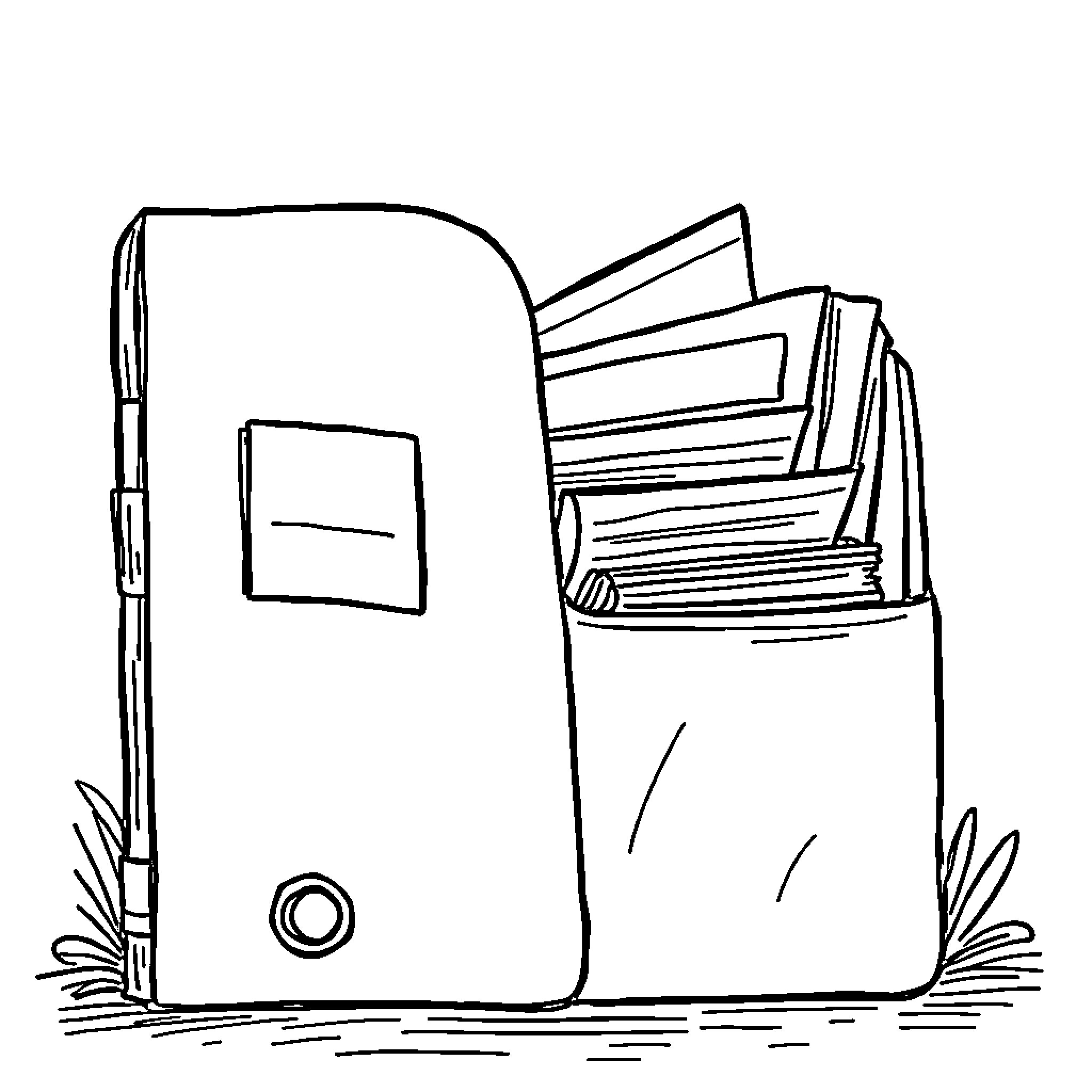 Folder of documents and files Coloring Page (free black-and-white line drawing printable PDF for all, from beginners to advanced learners, including children, teens, adults, and seniors)