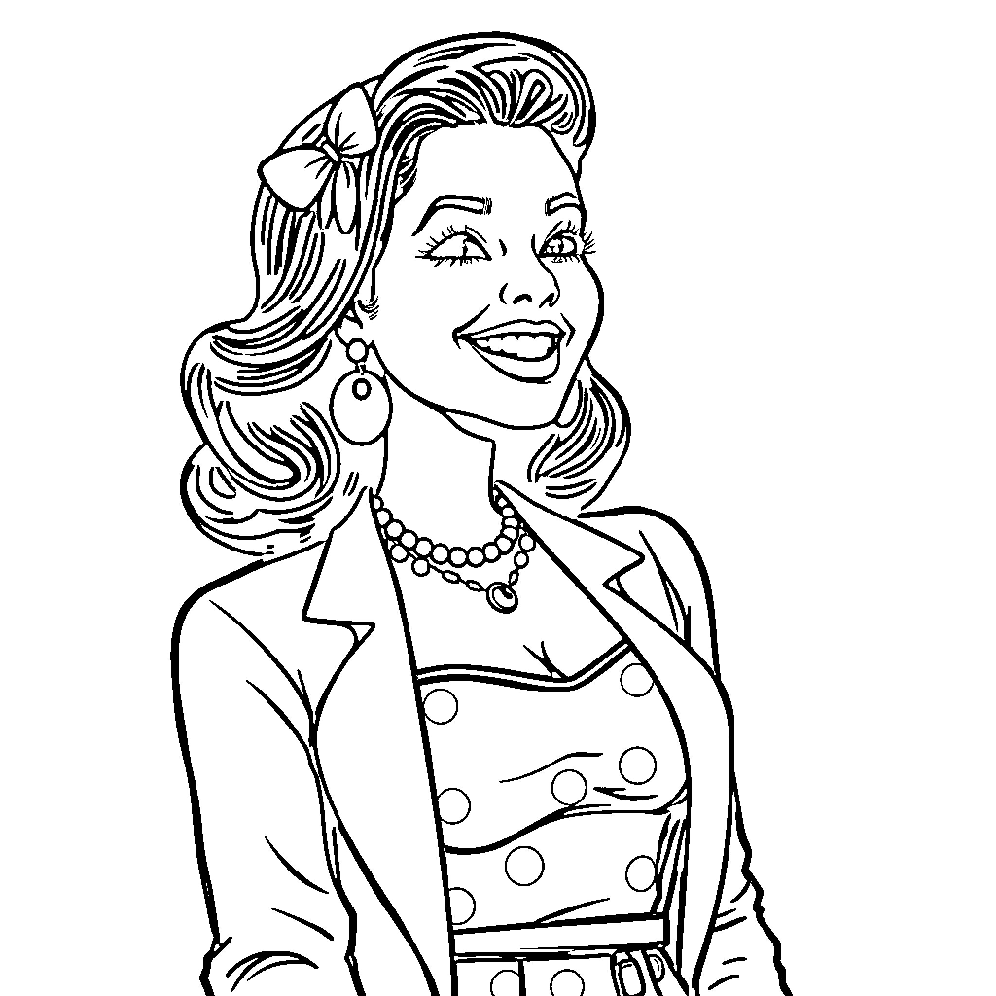 Ava Addams posing with a cheerful expression Coloring Page (free black-and-white line drawing printable PDF for all, from beginners to advanced learners, including children, teens, adults, and seniors)