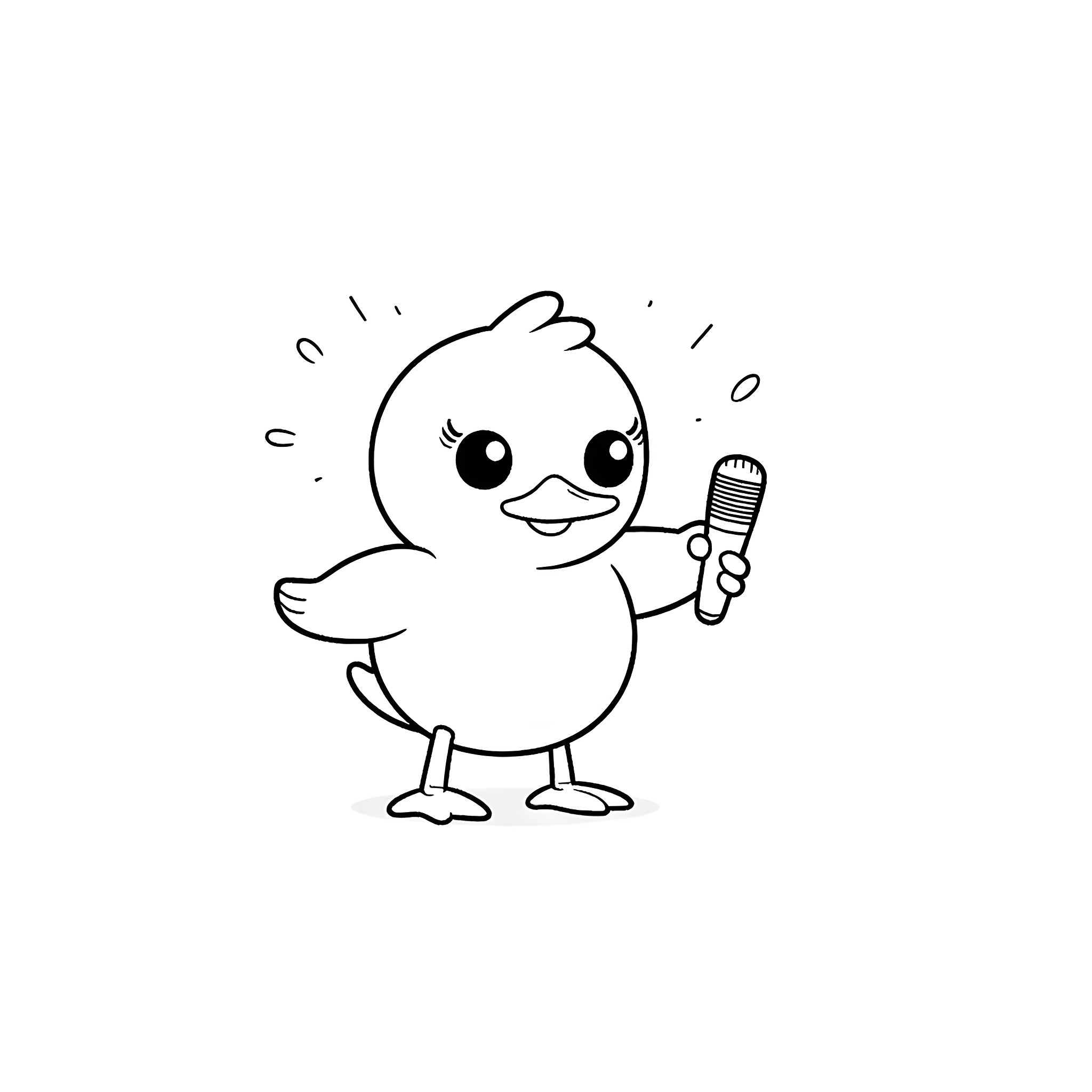 Psyduck singing with a microphone Coloring Page (free black-and-white line drawing printable PDF for all, from beginners to advanced learners, including children, teens, adults, and seniors)