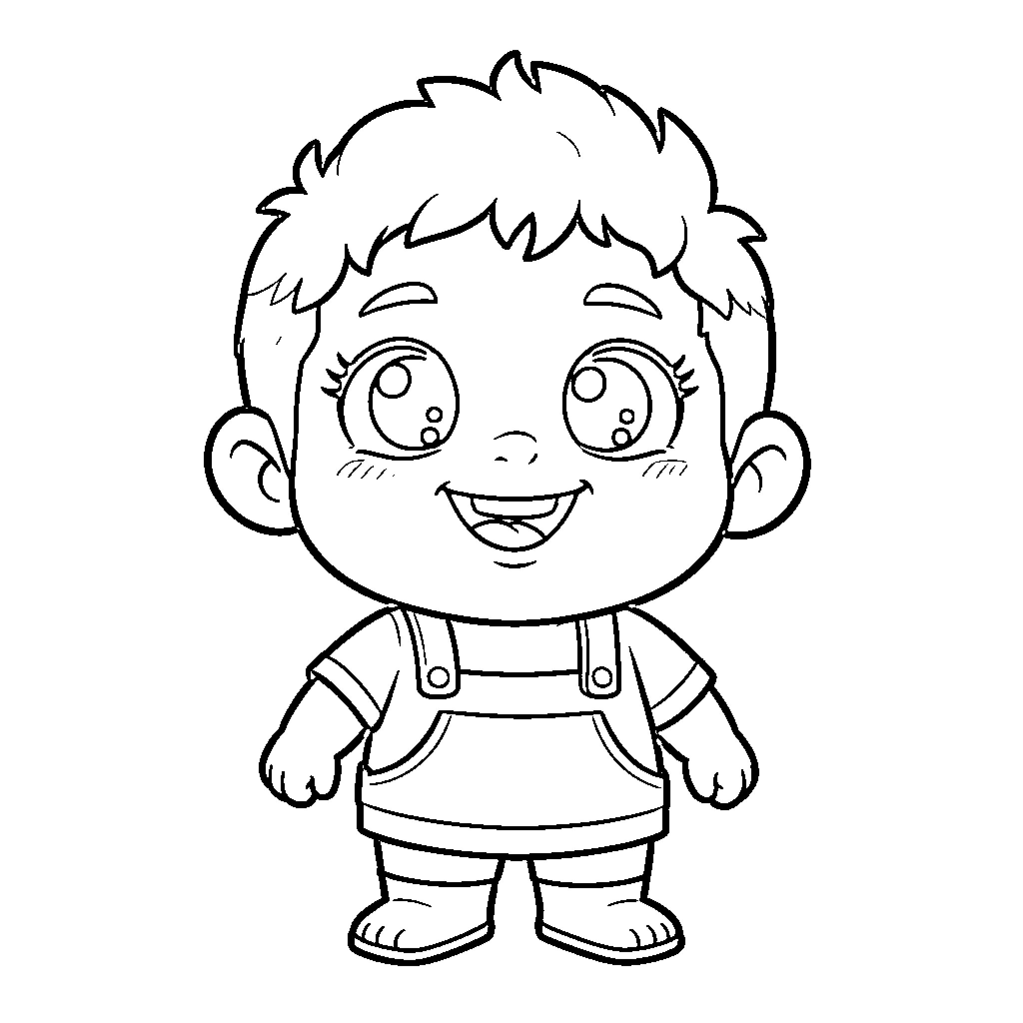 Booba the Playful Cartoon Character Coloring Page (free black-and-white line drawing printable PDF for all, from beginners to advanced learners, including children, teens, adults, and seniors)