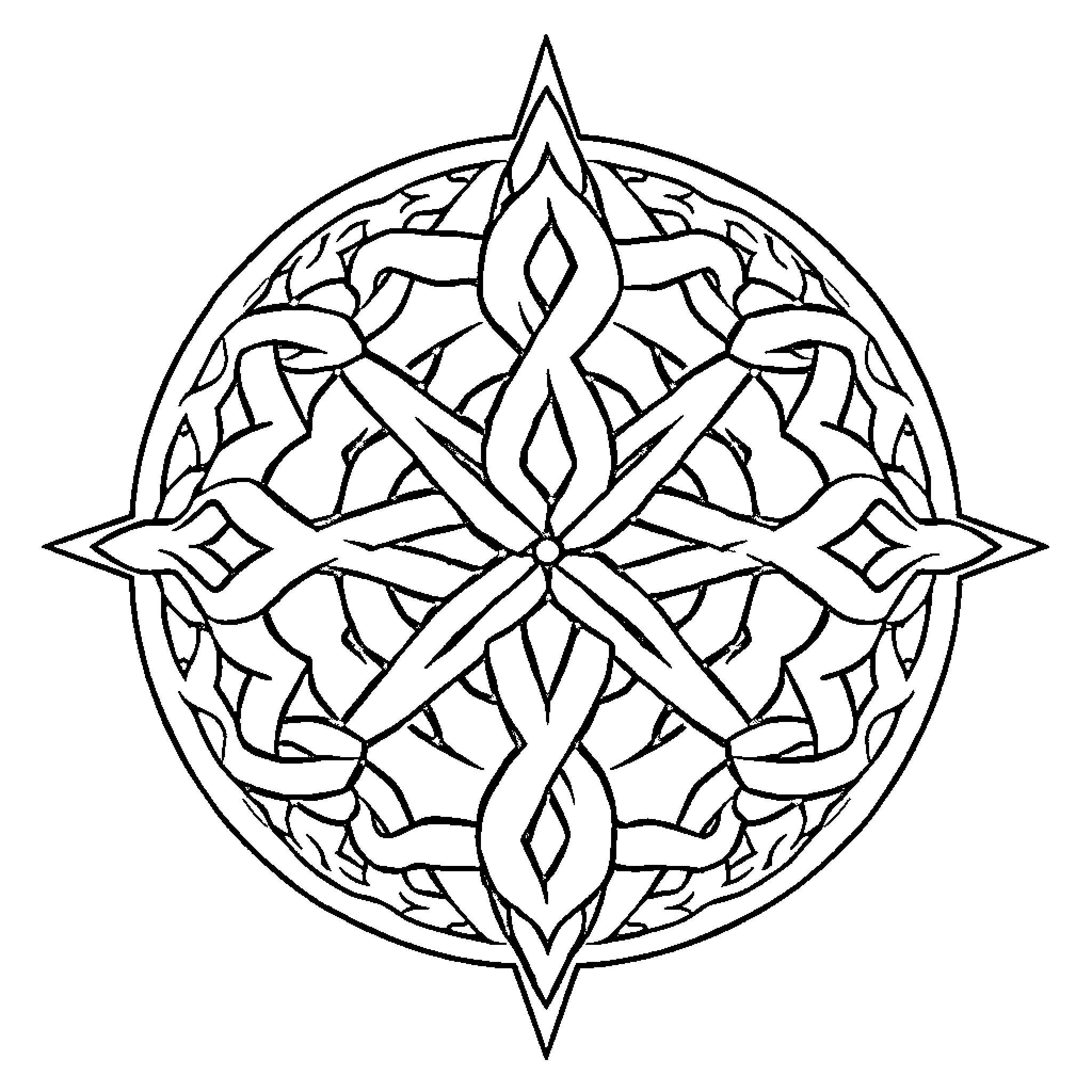 Celtic Ornamental Design with Intricate Patterns Coloring Page (free black-and-white line drawing printable PDF for all, from beginners to advanced learners, including children, teens, adults, and seniors)