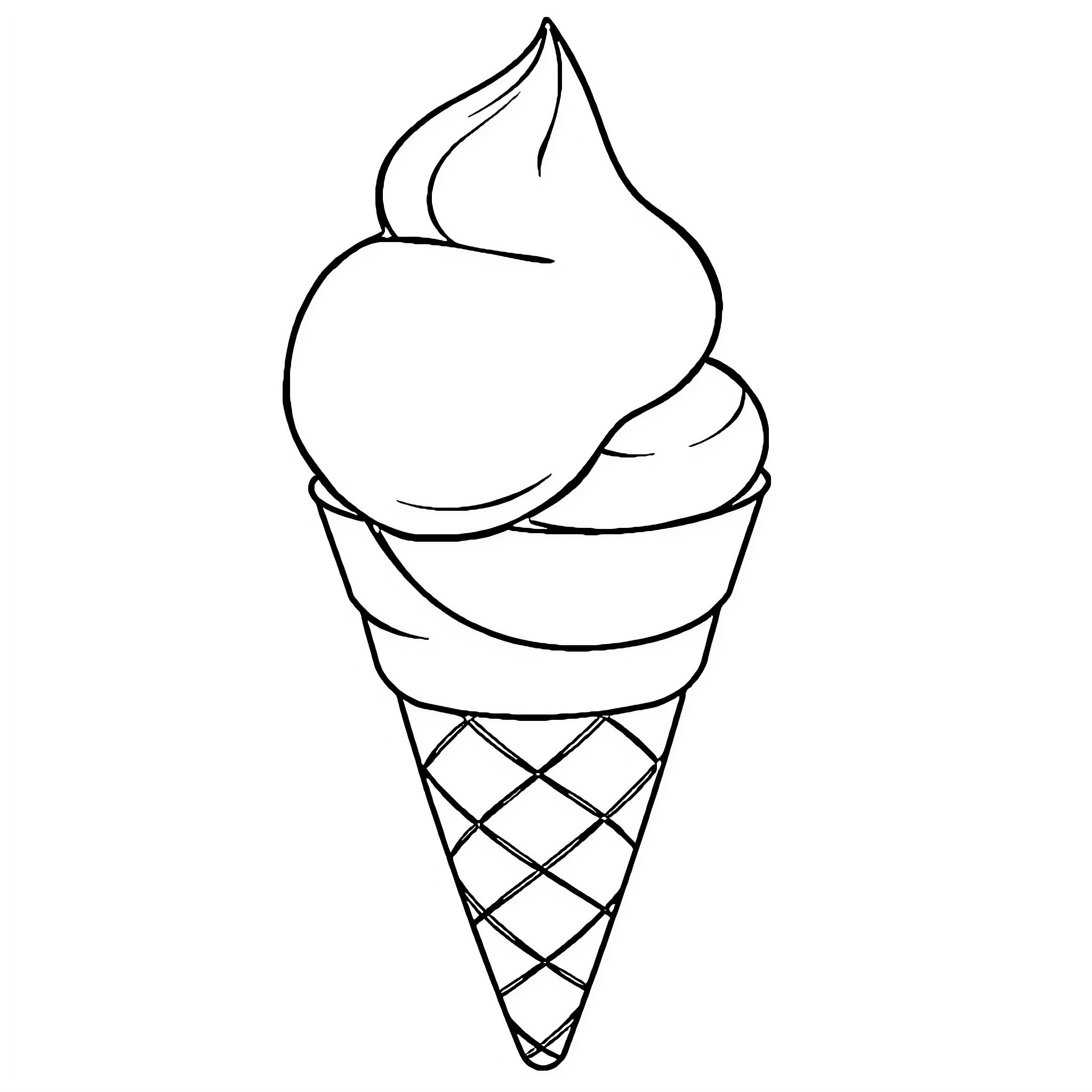 Ice Cream Cone in Artistic Sketch Coloring Page (free black-and-white line drawing printable PDF for all, from beginners to advanced learners, including children, teens, adults, and seniors)