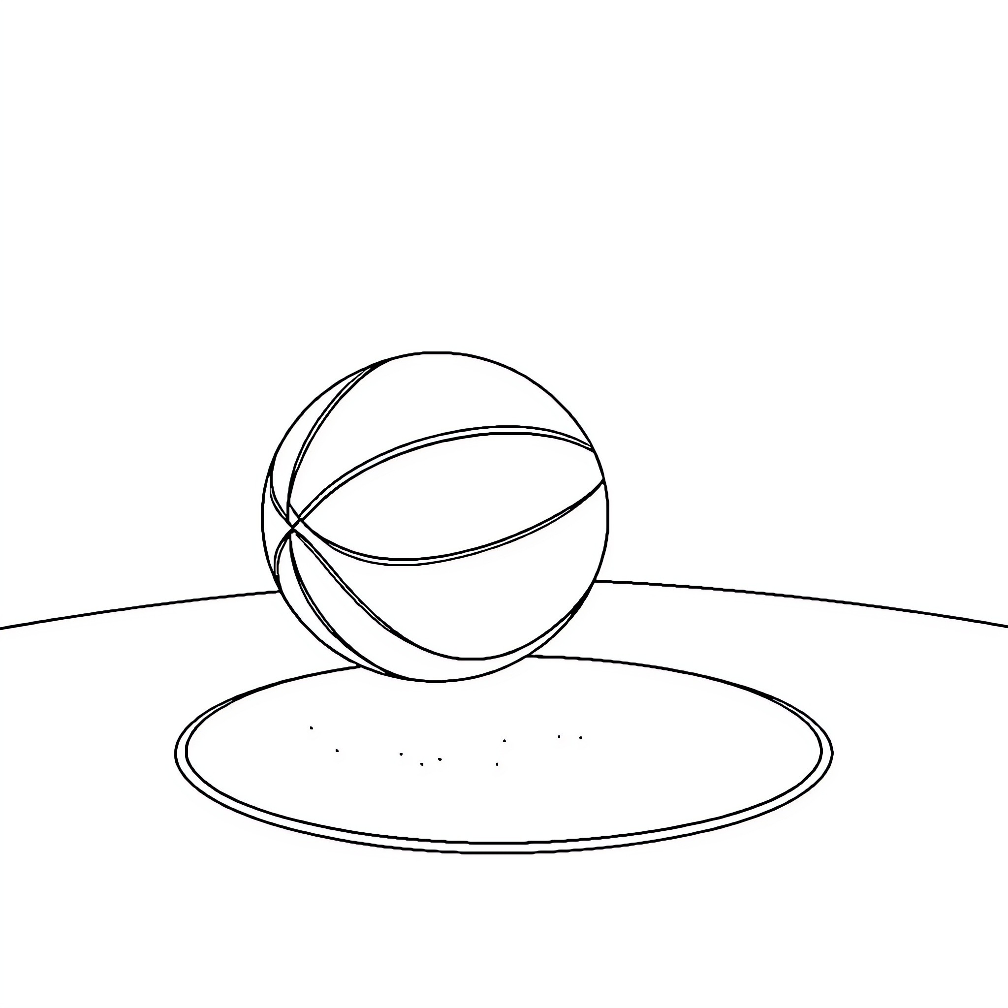Basketball on the court Coloring Page (free black-and-white line drawing printable PDF for all, from beginners to advanced learners, including children, teens, adults, and seniors)
