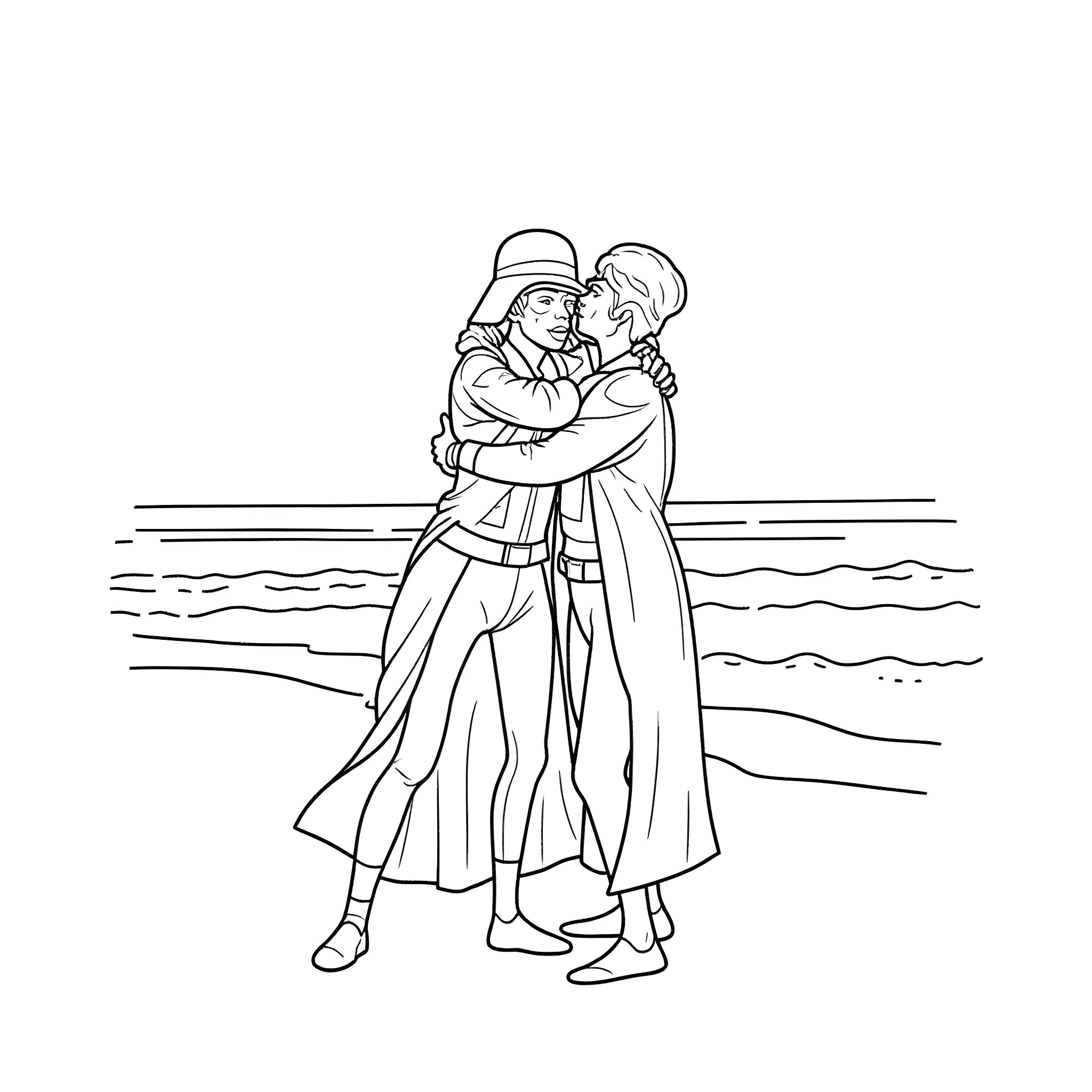 Michael Jackson performing romantic dance with partner Coloring Page (free black-and-white line drawing printable PDF for all, from beginners to advanced learners, including children, teens, adults, and seniors)