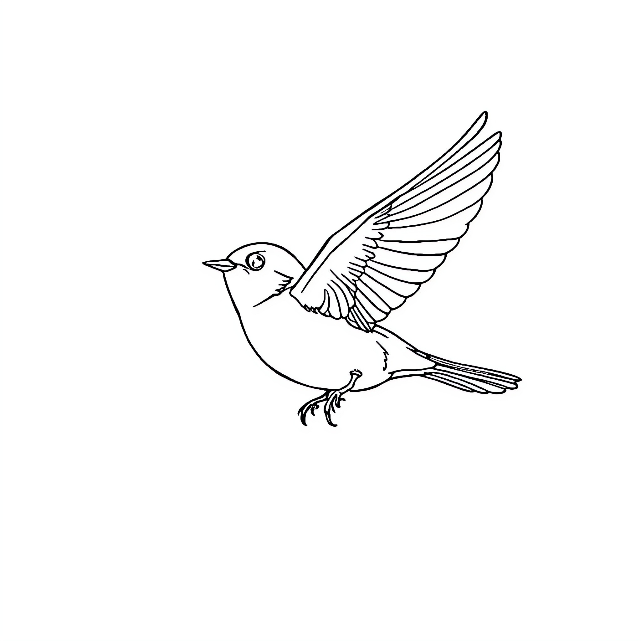 Sparrow in flight with outstretched wings Coloring Page (free black-and-white line drawing printable PDF for all, from beginners to advanced learners, including children, teens, adults, and seniors)