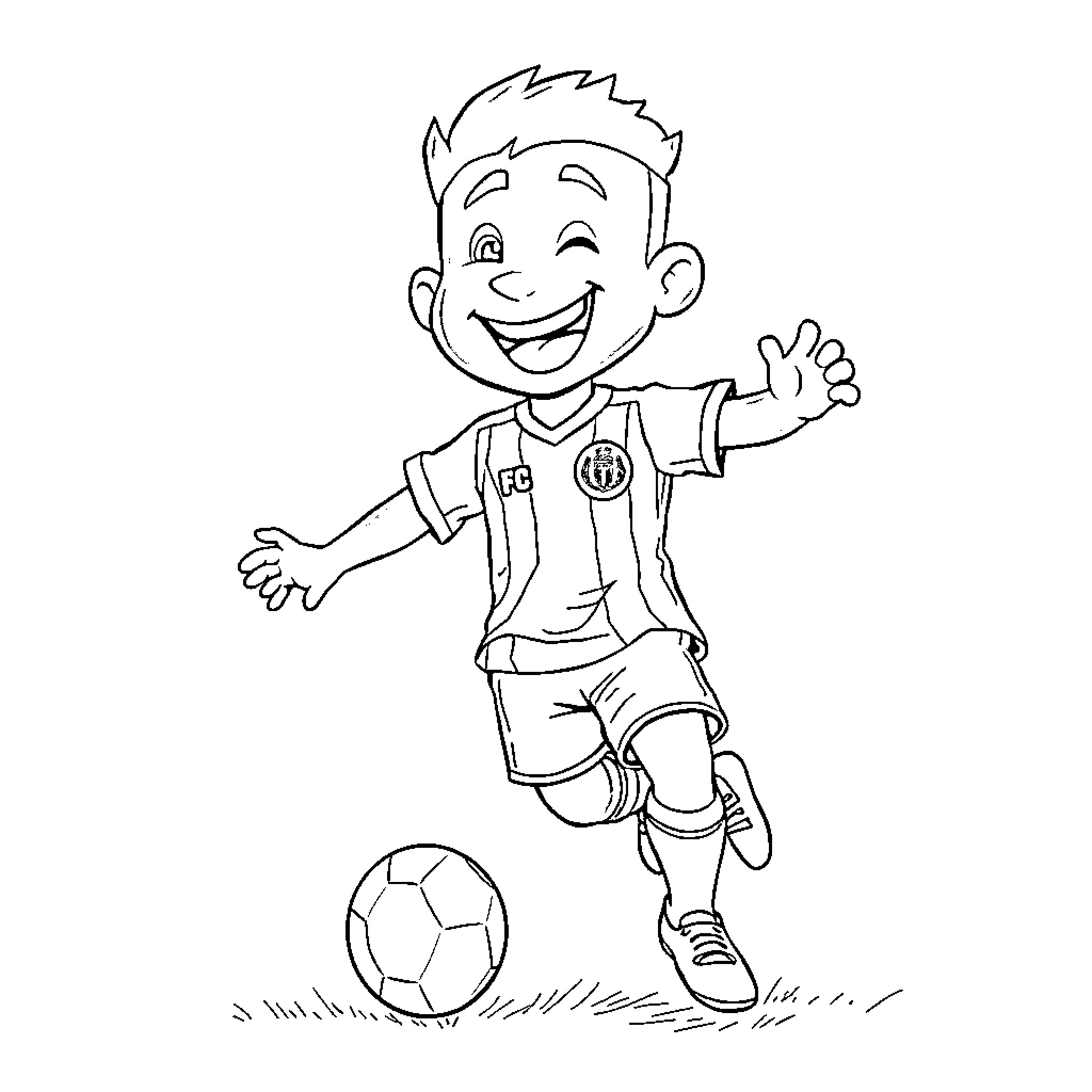 Bluey enjoying a friendly soccer game Coloring Page (free black-and-white line drawing printable PDF for all, from beginners to advanced learners, including children, teens, adults, and seniors)