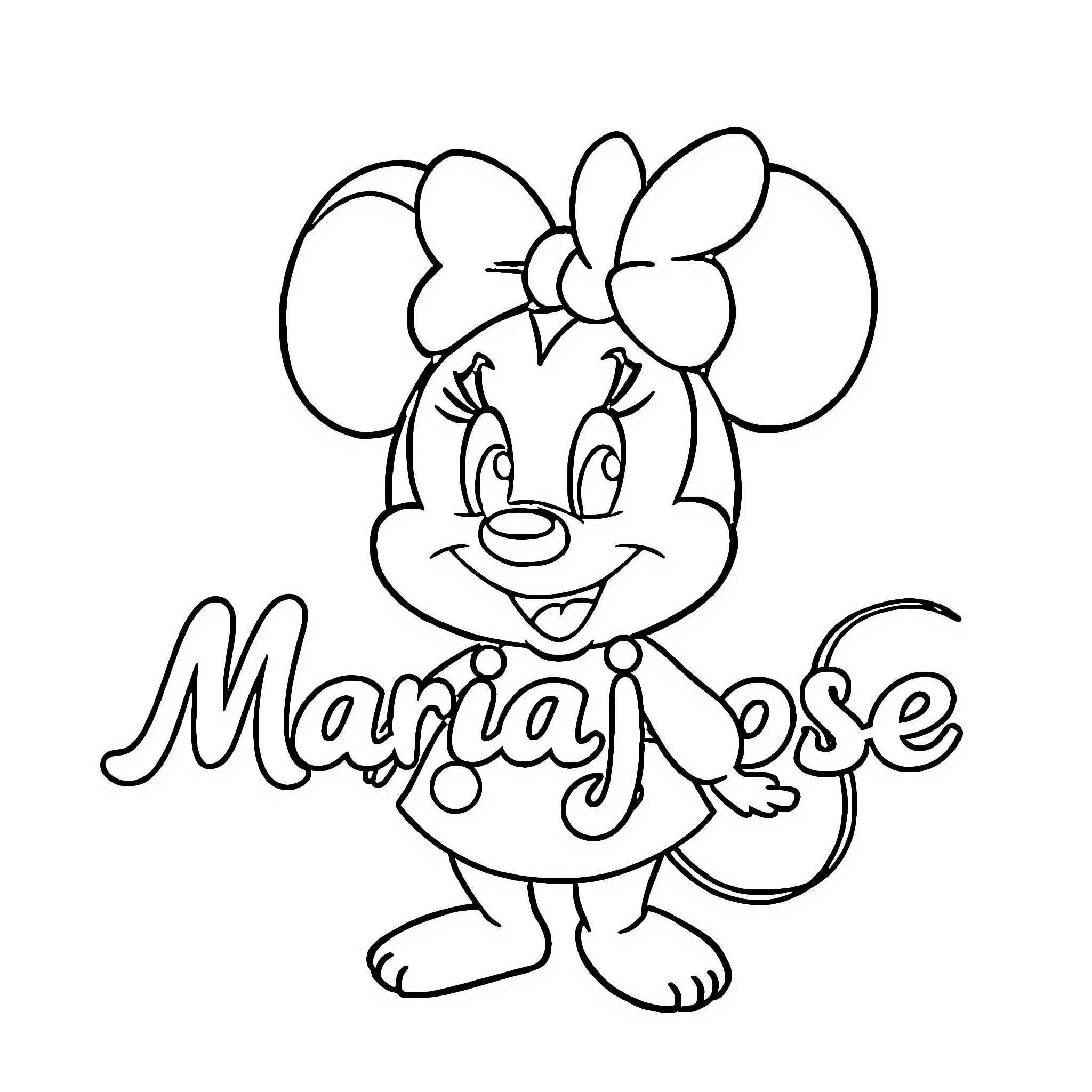 Mariajose in a cheerful cartoon pose Coloring Page (free black-and-white line drawing printable PDF for all, from beginners to advanced learners, including children, teens, adults, and seniors)