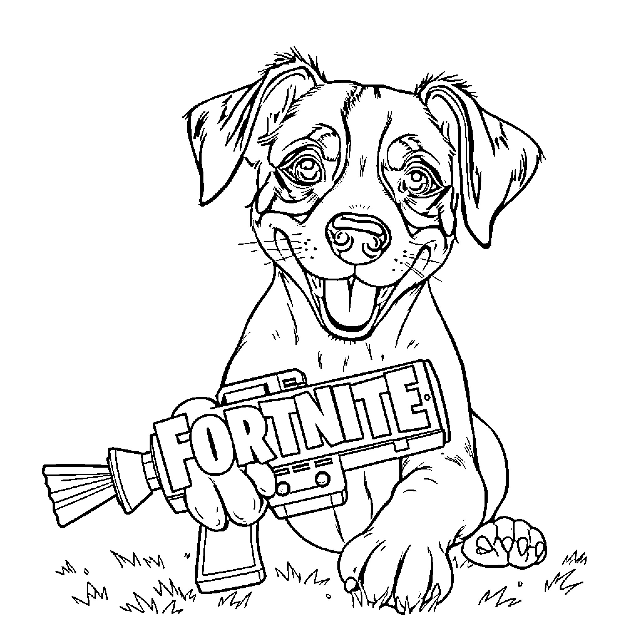 Dog playing with a video game controller Coloring Page (free black-and-white line drawing printable PDF for all, from beginners to advanced learners, including children, teens, adults, and seniors)