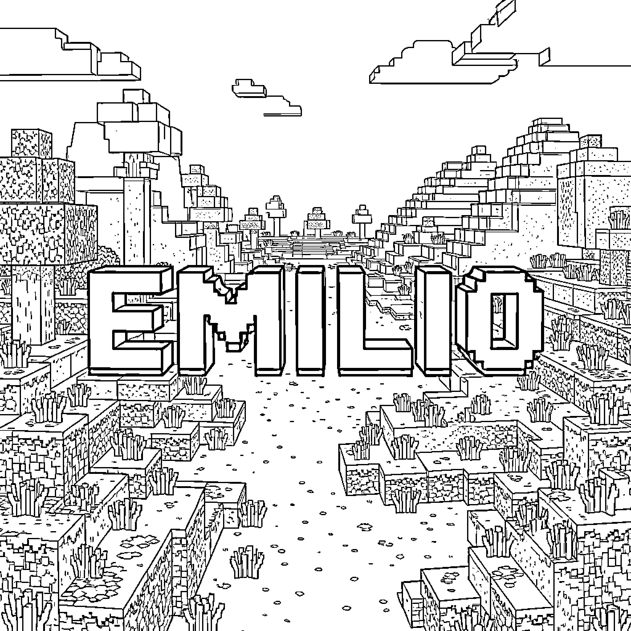 Emilio's Fantastical Architectural Cityscape Coloring Page (free black-and-white line drawing printable PDF for all, from beginners to advanced learners, including children, teens, adults, and seniors)