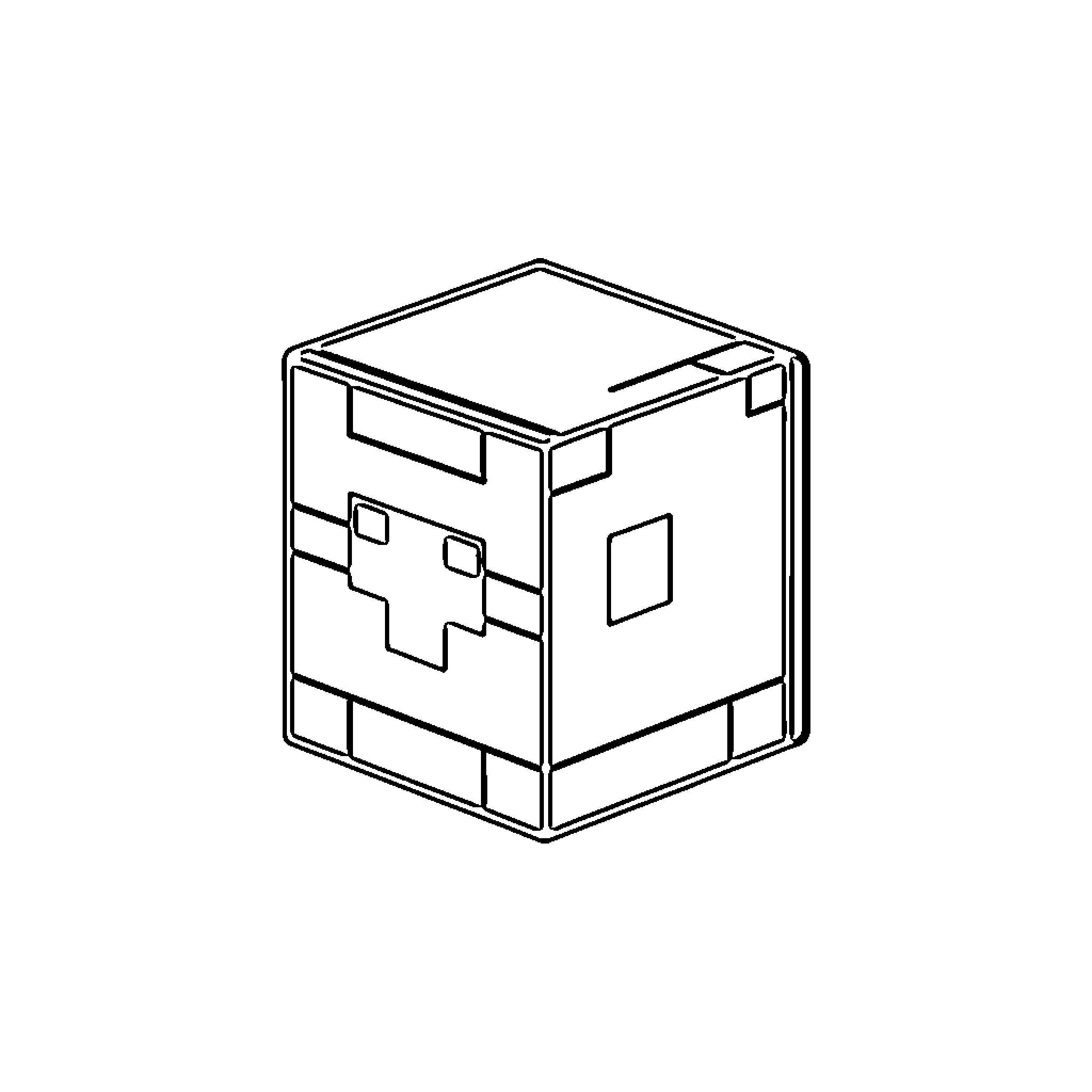 Geometry Dash Icon with a simple facial expression Coloring Page (free black-and-white line drawing printable PDF for all, from beginners to advanced learners, including children, teens, adults, and seniors)