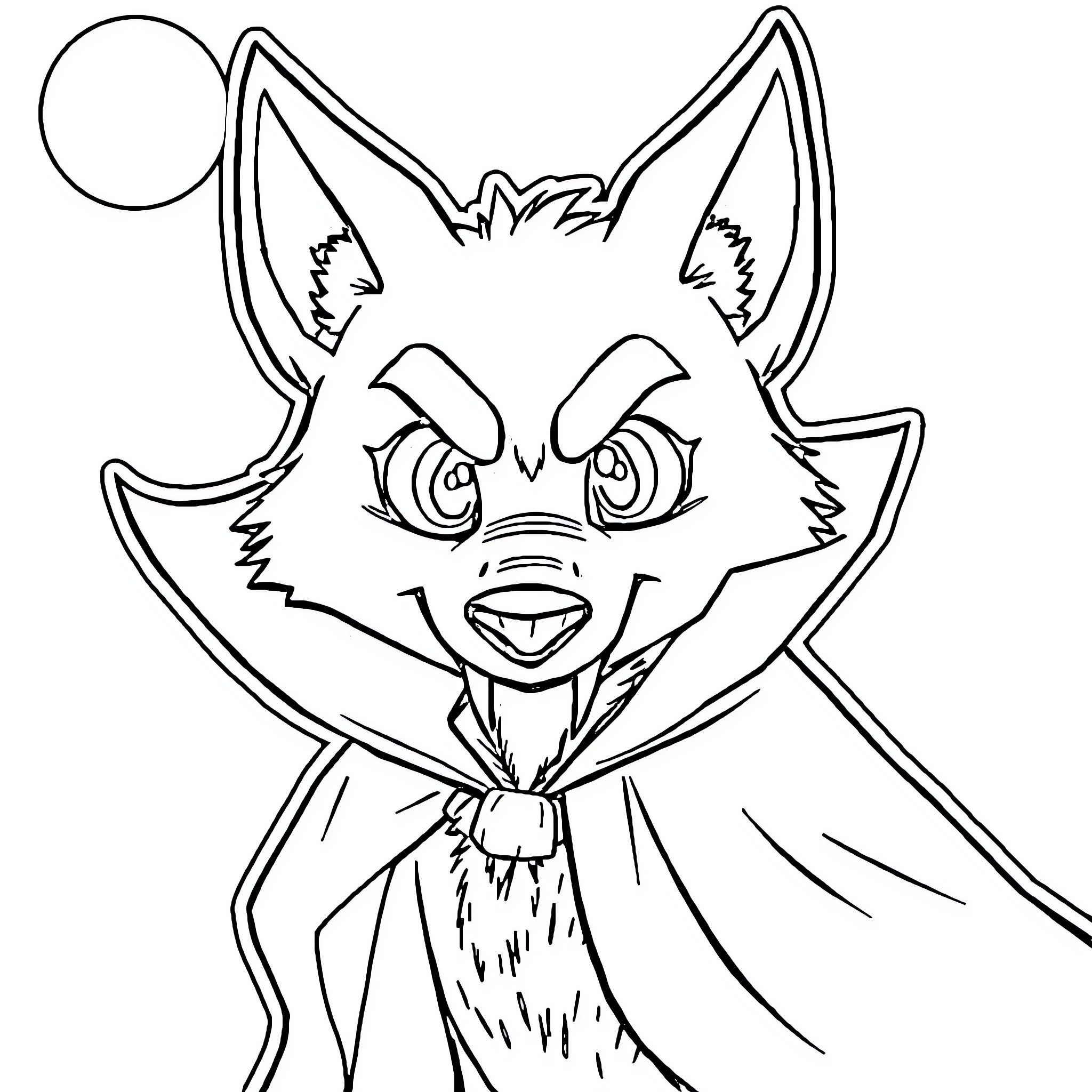 Wolf with a mischievous expression Coloring Page (free black-and-white line drawing printable PDF for all, from beginners to advanced learners, including children, teens, adults, and seniors)
