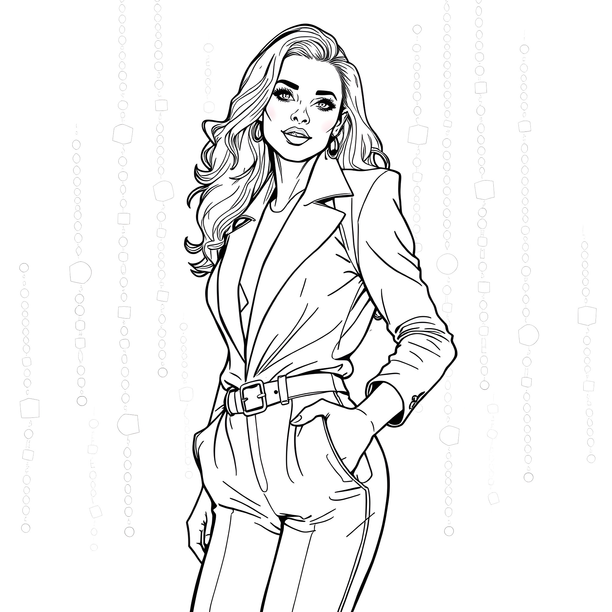 Sidney Sweeney in Elegant Formal Attire Coloring Page (free black-and-white line drawing printable PDF for all, from beginners to advanced learners, including children, teens, adults, and seniors)