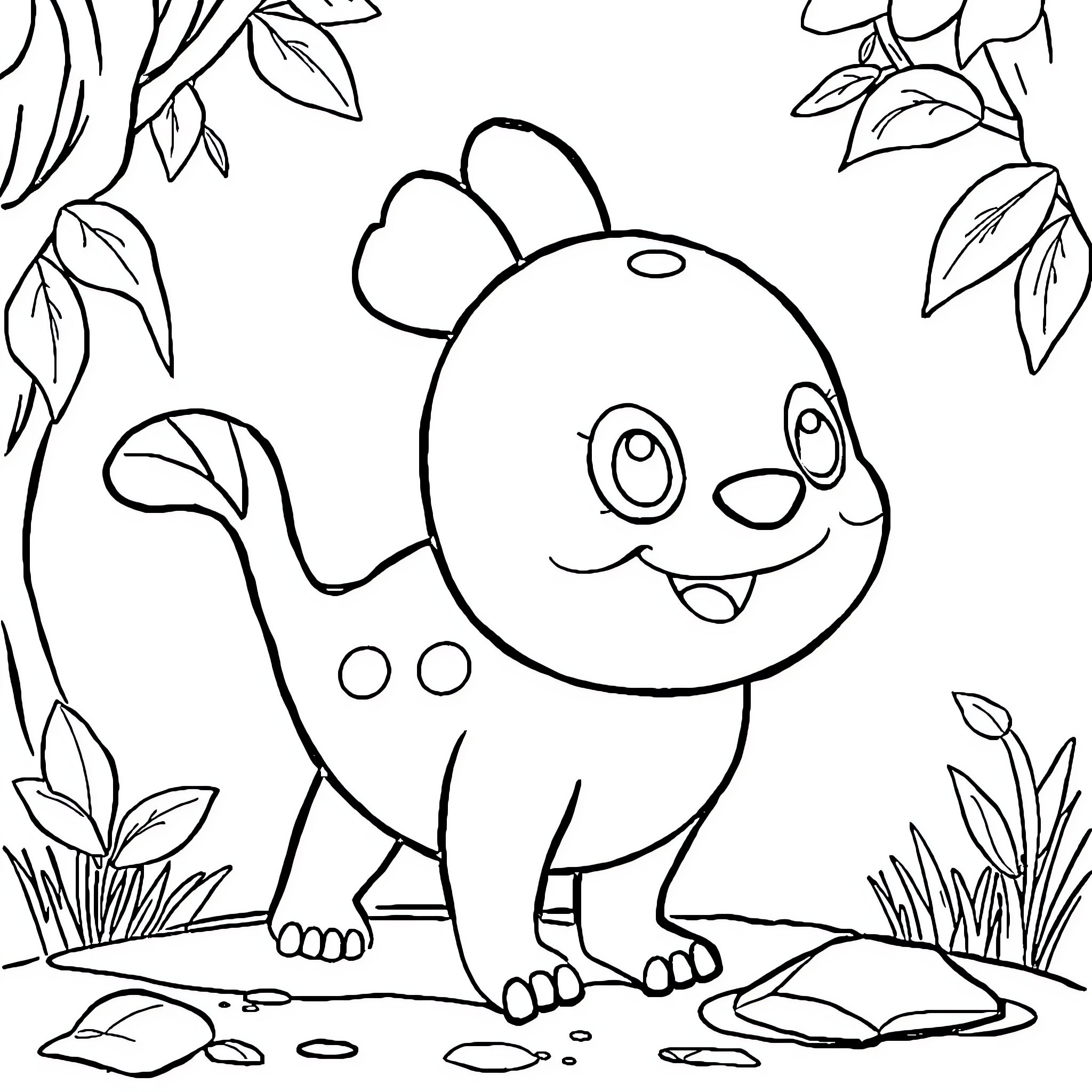 Mowgli playing happily with a cute cartoon animal in nature Coloring Page (free black-and-white line drawing printable PDF for all, from beginners to advanced learners, including children, teens, adults, and seniors)