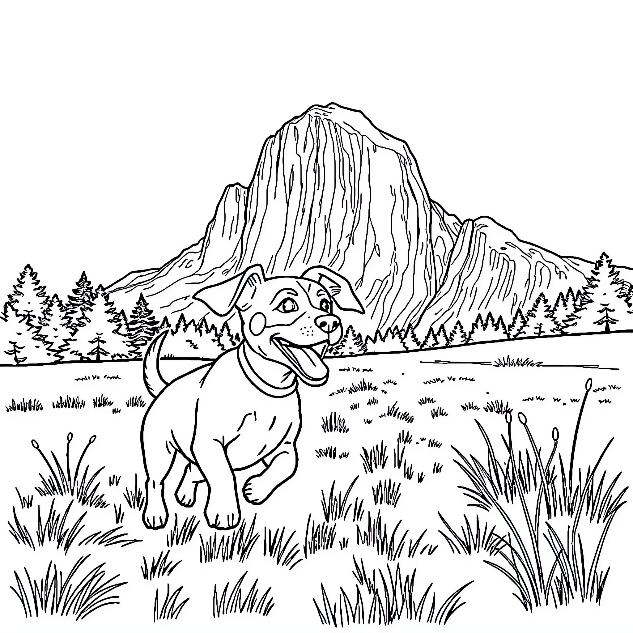 Dachshund exploring the great outdoors Coloring Page (free black-and-white line drawing printable PDF for all, from beginners to advanced learners, including children, teens, adults, and seniors)