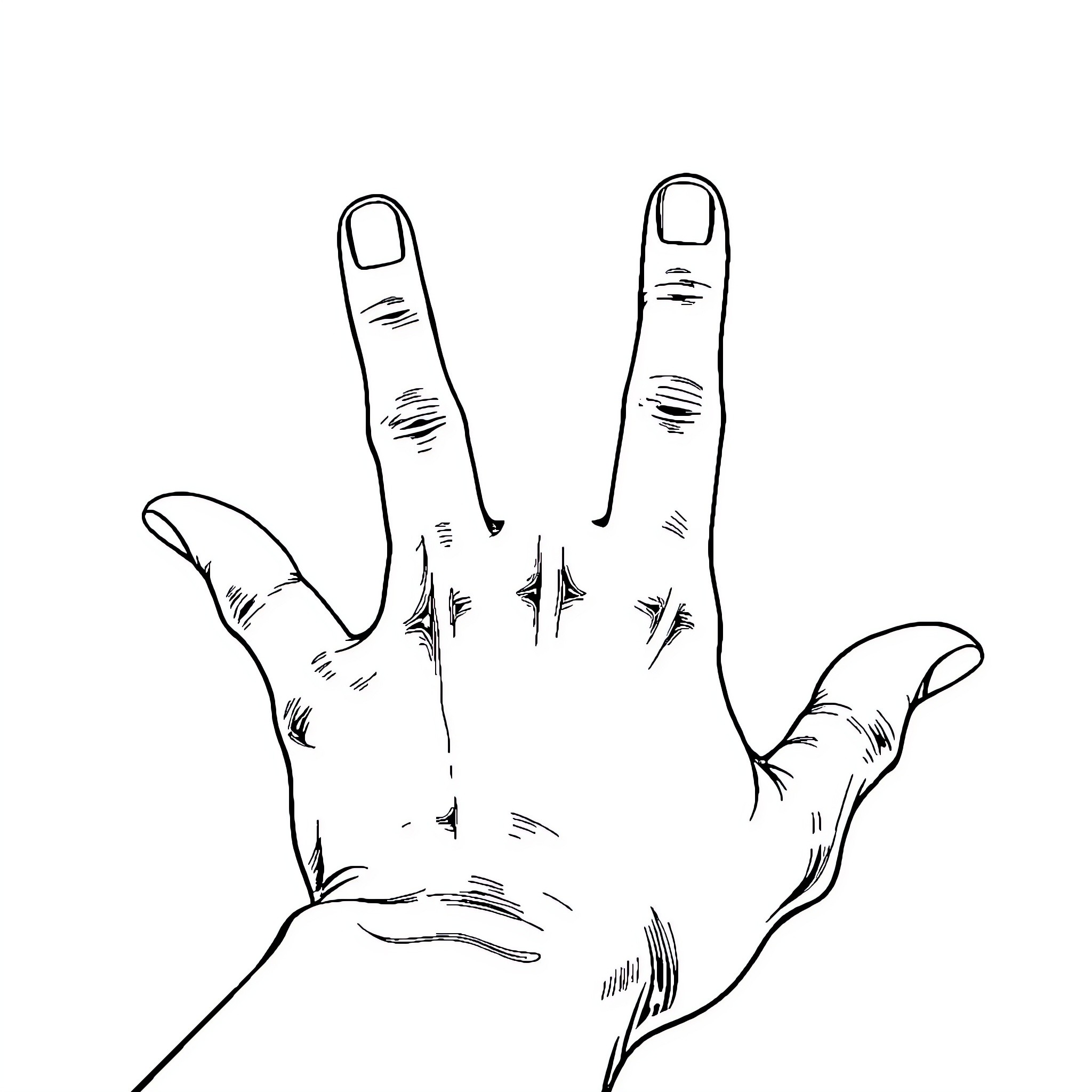 Finger gestures expressing emotions Coloring Page (free black-and-white line drawing printable PDF for all, from beginners to advanced learners, including children, teens, adults, and seniors)