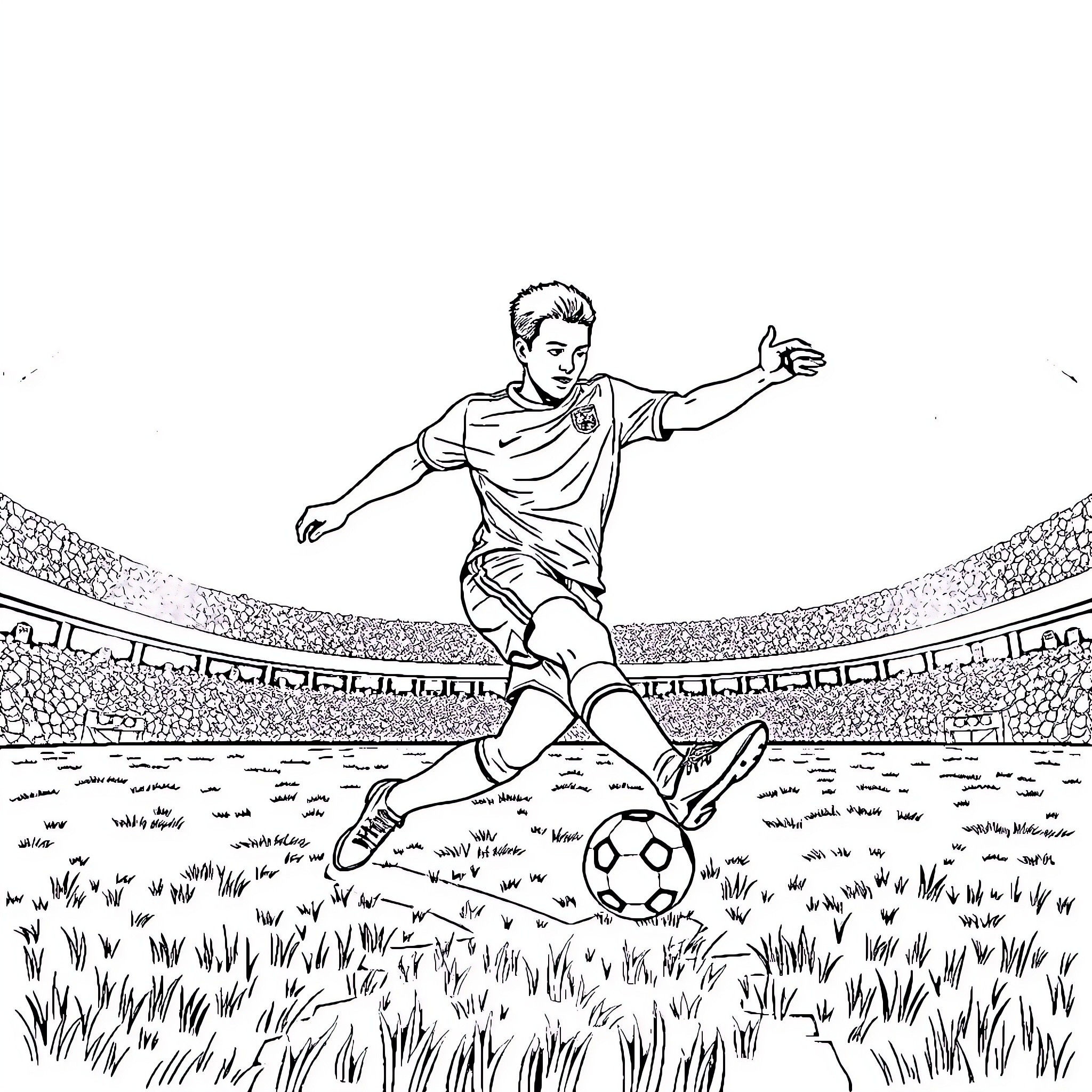 Matt Winiata playing soccer on the field Coloring Page (free black-and-white line drawing printable PDF for all, from beginners to advanced learners, including children, teens, adults, and seniors)