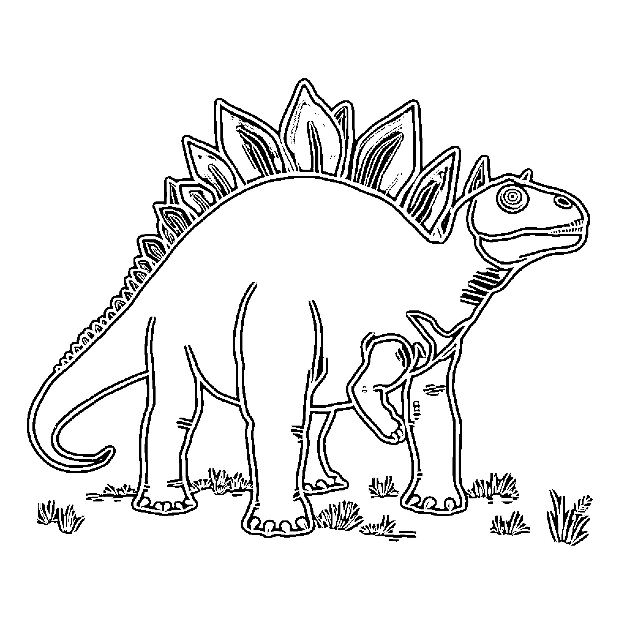 Ankylosaurus exploring prehistoric landscape Coloring Page (free black-and-white line drawing printable PDF for all, from beginners to advanced learners, including children, teens, adults, and seniors)