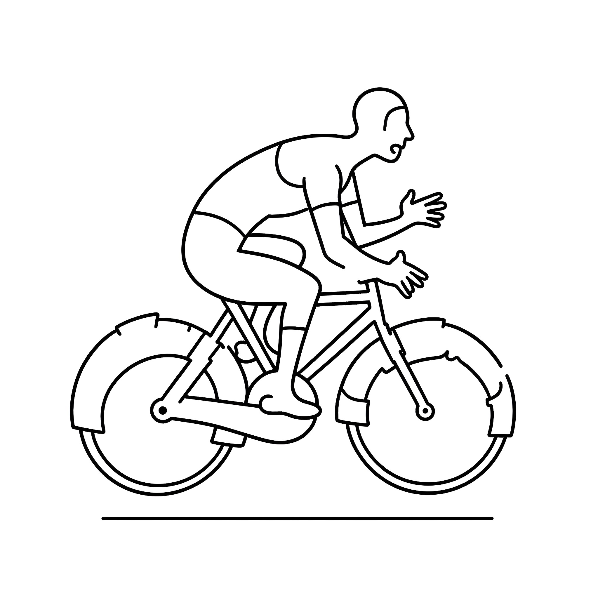 Ironman cycling on the road Coloring Page (free black-and-white line drawing printable PDF for all, from beginners to advanced learners, including children, teens, adults, and seniors)