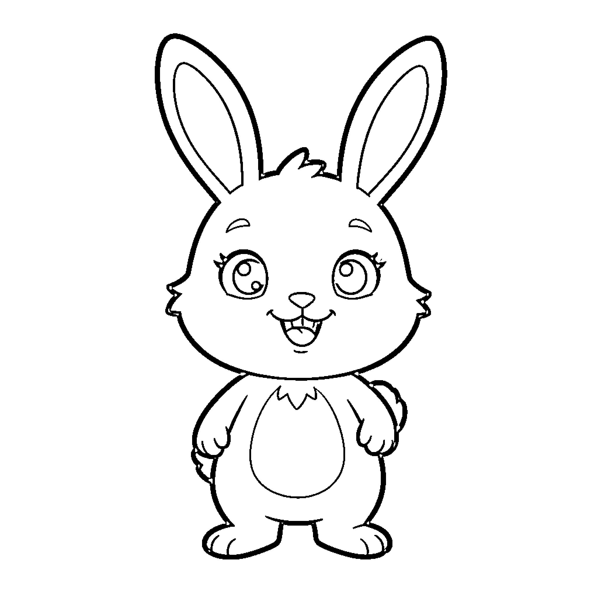 Bing Cute Cartoon Rabbit Coloring Page (free black-and-white line drawing printable PDF for all, from beginners to advanced learners, including children, teens, adults, and seniors)