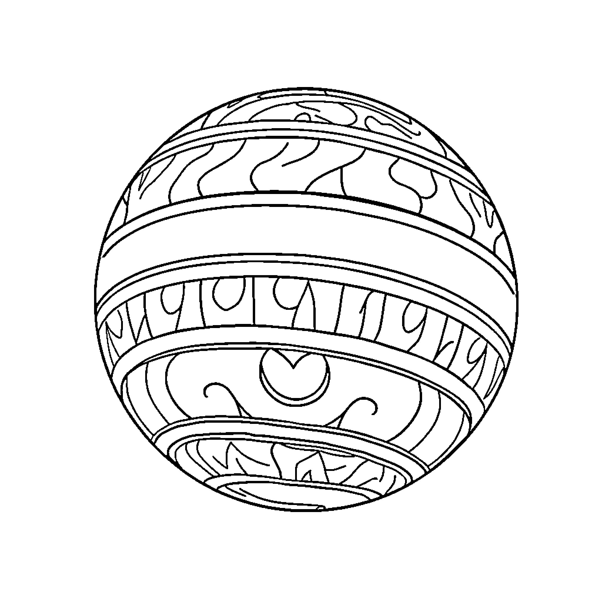 Square Ball with Intricate Patterns Coloring Page (free black-and-white line drawing printable PDF for all, from beginners to advanced learners, including children, teens, adults, and seniors)