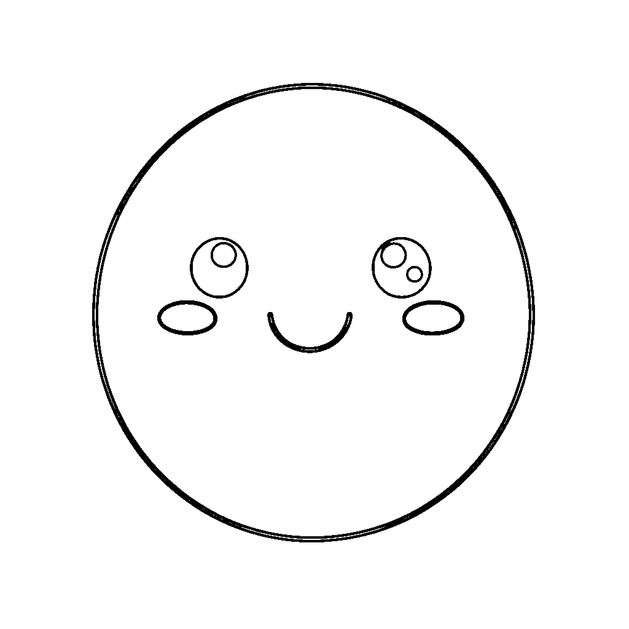 Squish Mallow with Cheerful Expression Coloring Page (free black-and-white line drawing printable PDF for all, from beginners to advanced learners, including children, teens, adults, and seniors)