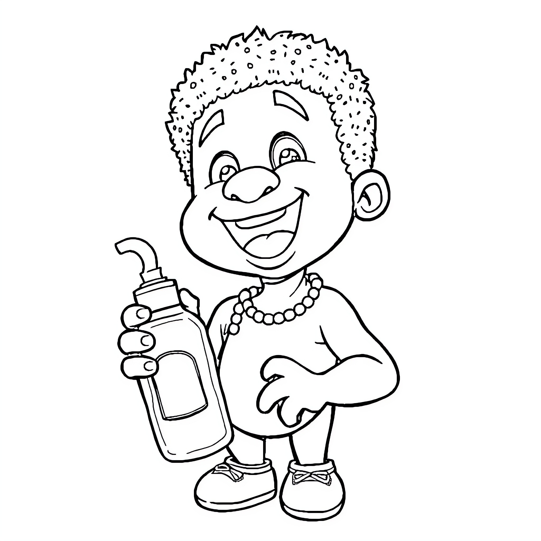 Diddy dancing gleefully with aerosol can Coloring Page (free black-and-white line drawing printable PDF for all, from beginners to advanced learners, including children, teens, adults, and seniors)