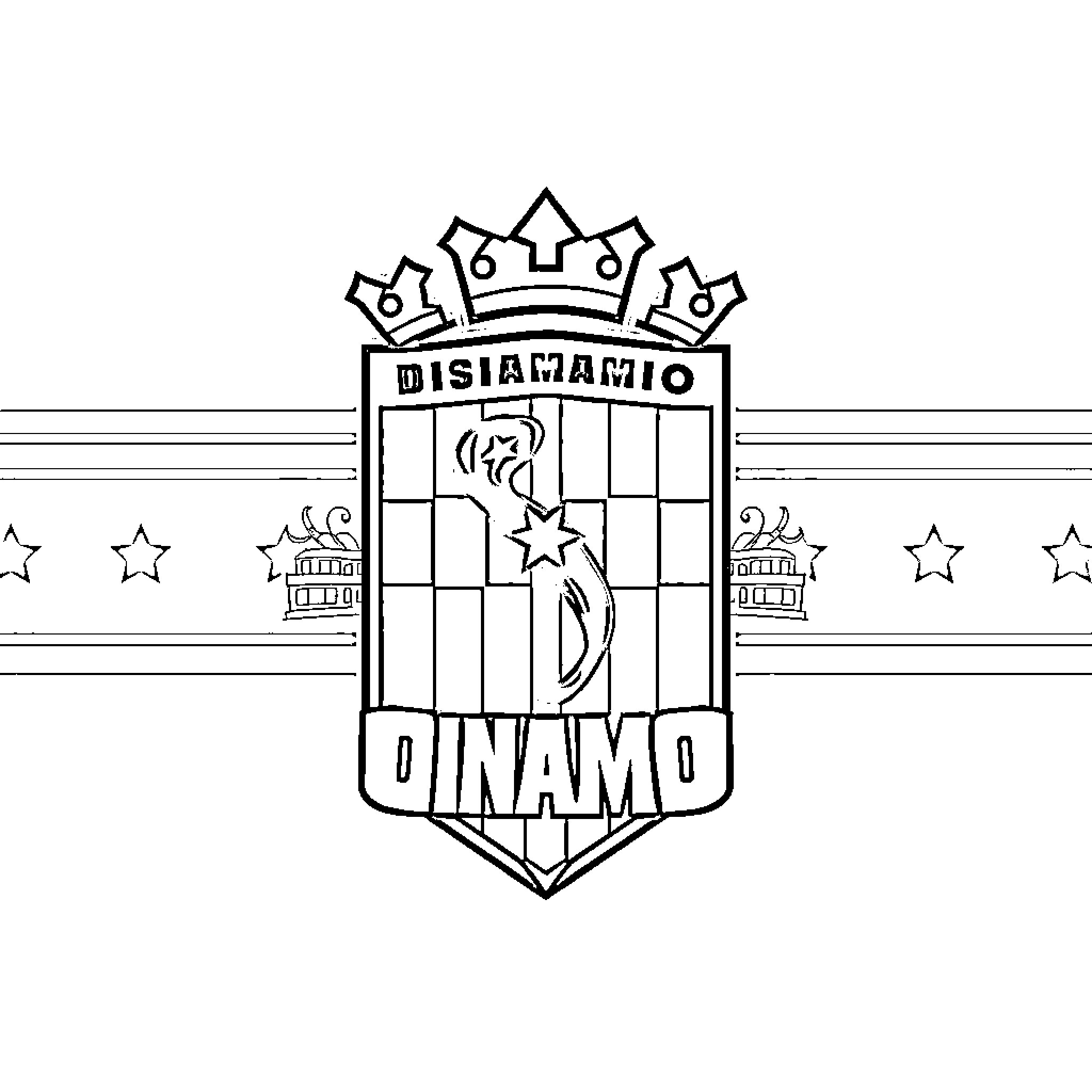 Football Club Emblem with Distinctive Design Coloring Page (free black-and-white line drawing printable PDF for all, from beginners to advanced learners, including children, teens, adults, and seniors)