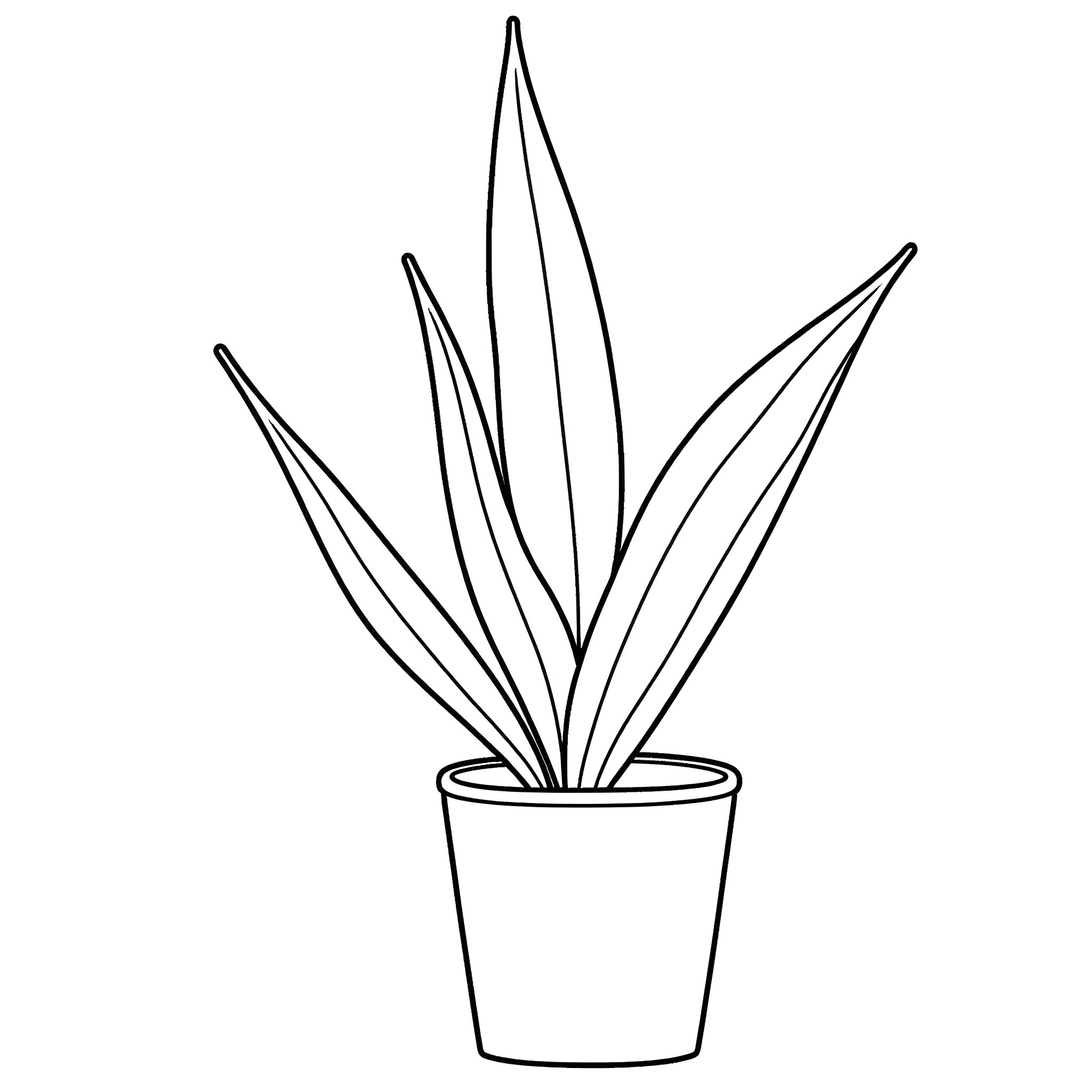 Sansevieria plant in a pot Coloring Page (free black-and-white line drawing printable PDF for all, from beginners to advanced learners, including children, teens, adults, and seniors)