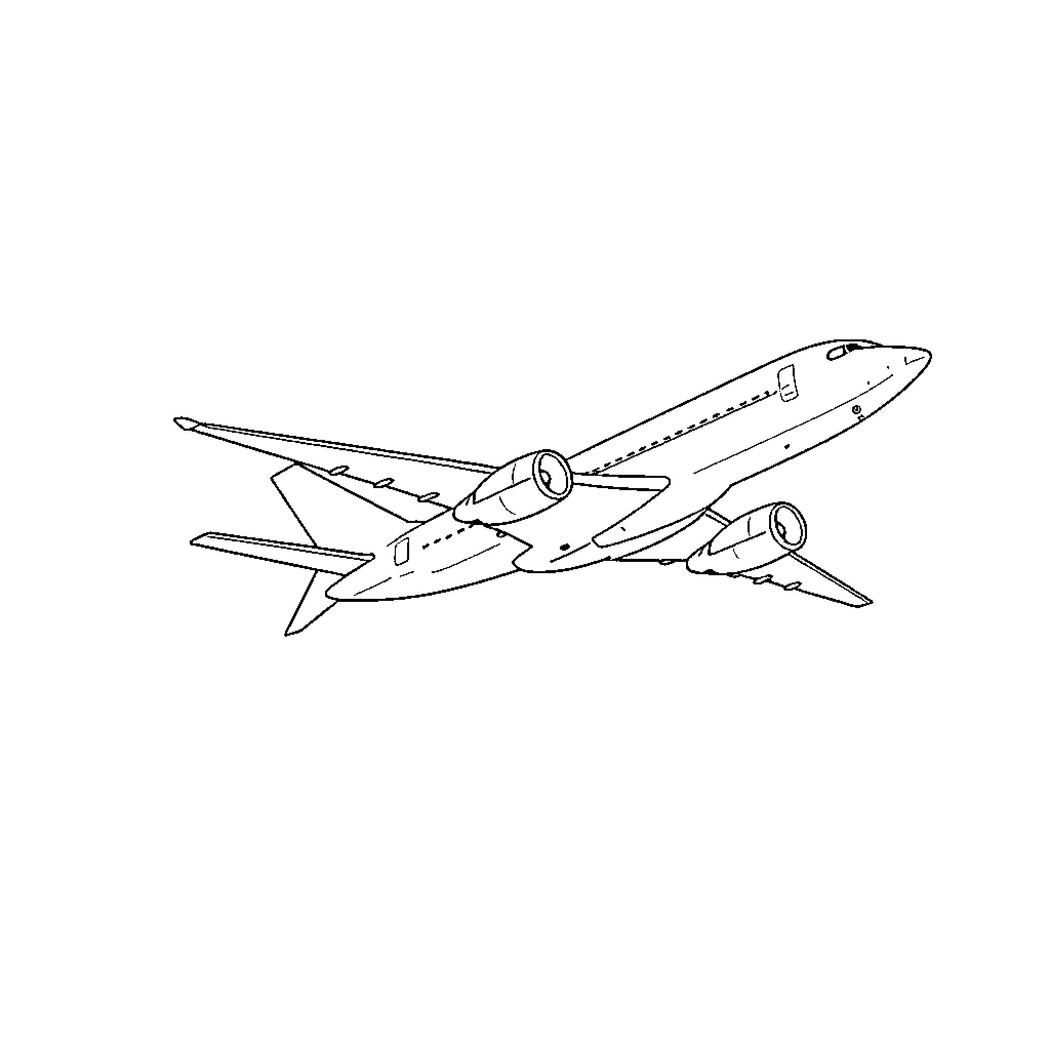 Airplane taking off from runway Coloring Page (free black-and-white line drawing printable PDF for all, from beginners to advanced learners, including children, teens, adults, and seniors)