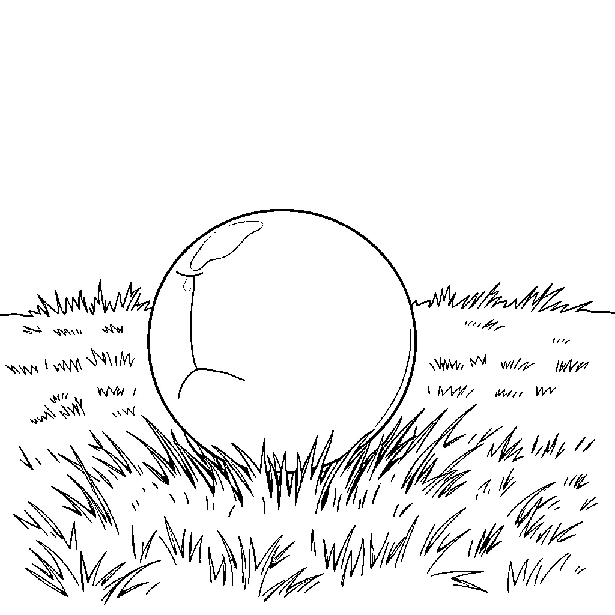 Ball rolling through grass in nature Coloring Page (free black-and-white line drawing printable PDF for all, from beginners to advanced learners, including children, teens, adults, and seniors)