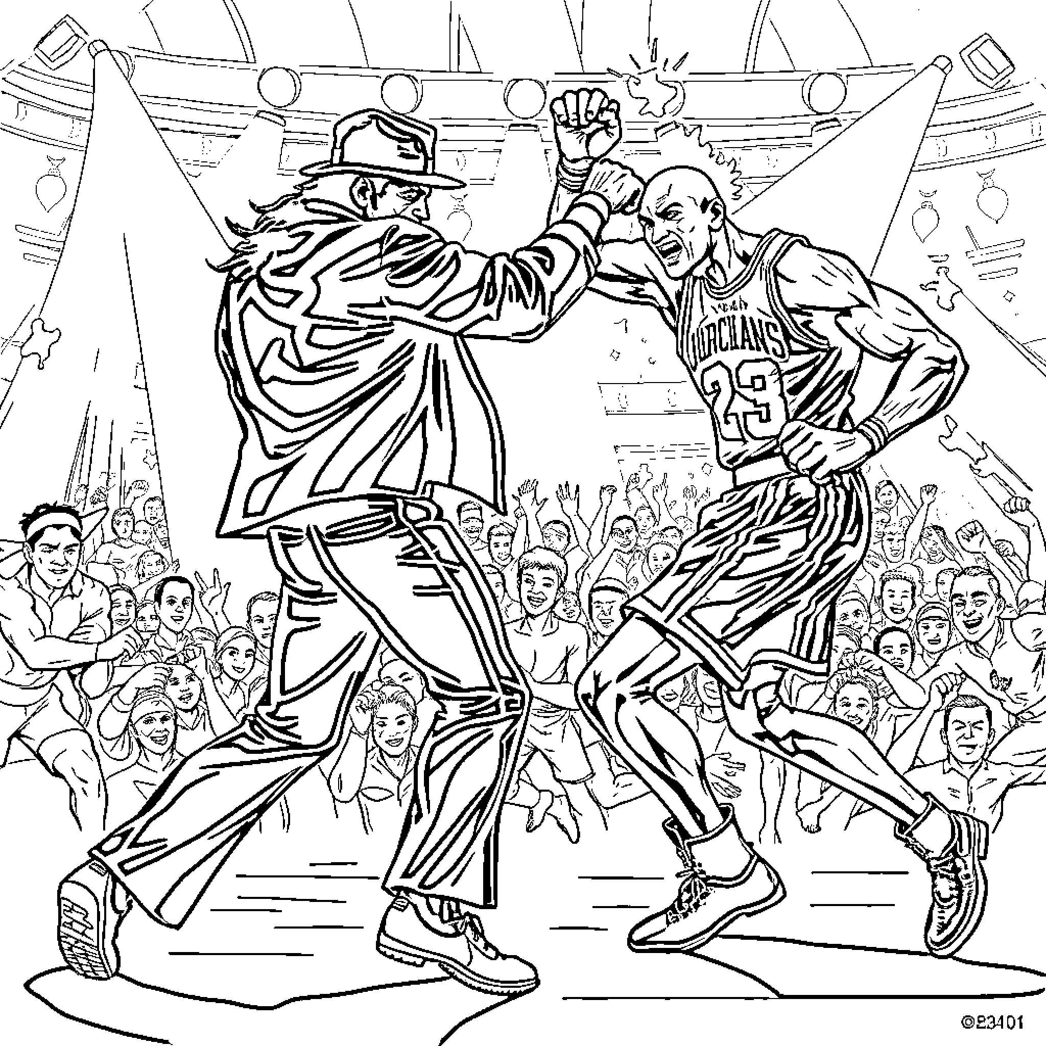 Michael Jackson's electrifying performance with enthusiastic crowd Coloring Page (free black-and-white line drawing printable PDF for all, from beginners to advanced learners, including children, teens, adults, and seniors)