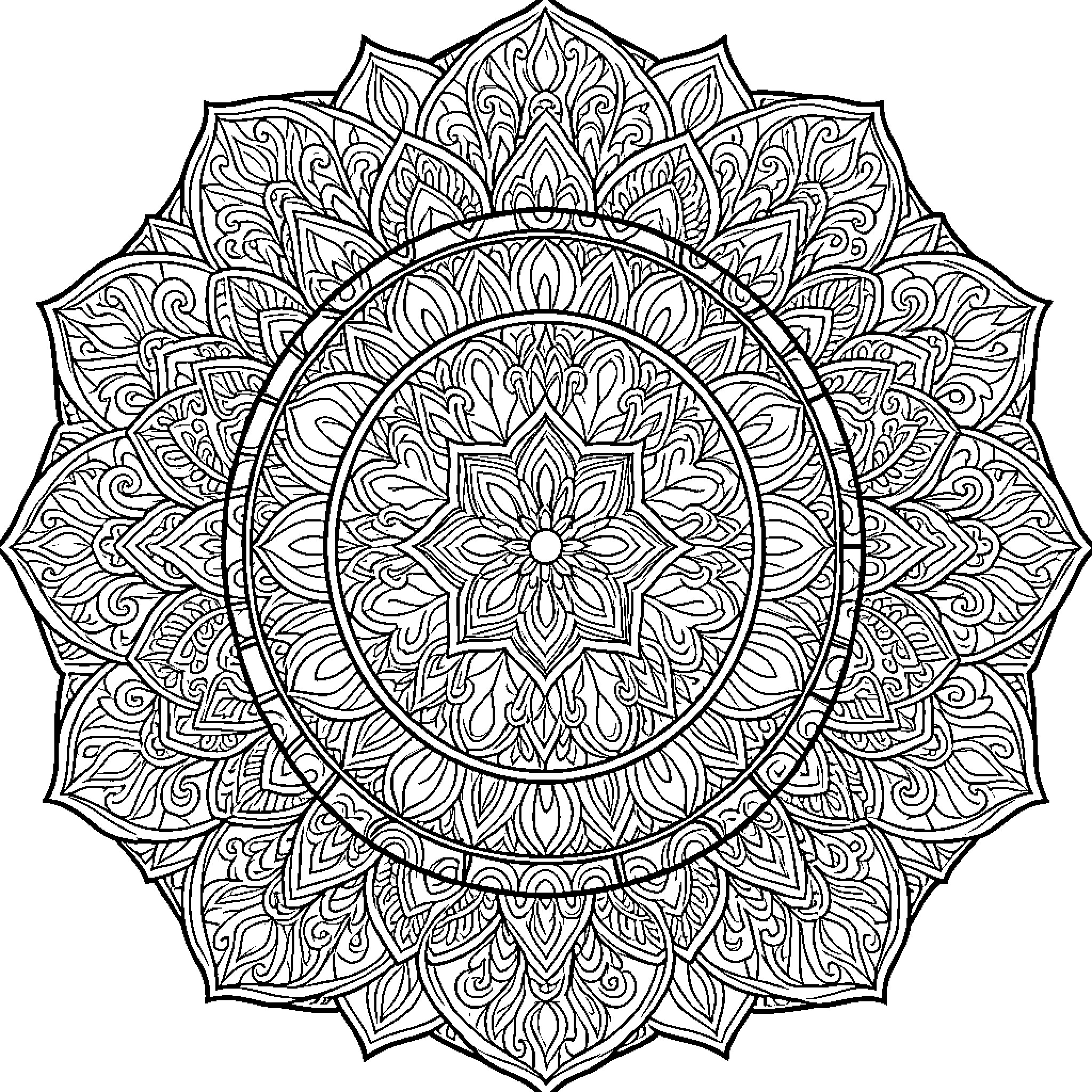 Turtle Mandala with Intricate Patterns Coloring Page (free black-and-white line drawing printable PDF for all, from beginners to advanced learners, including children, teens, adults, and seniors)