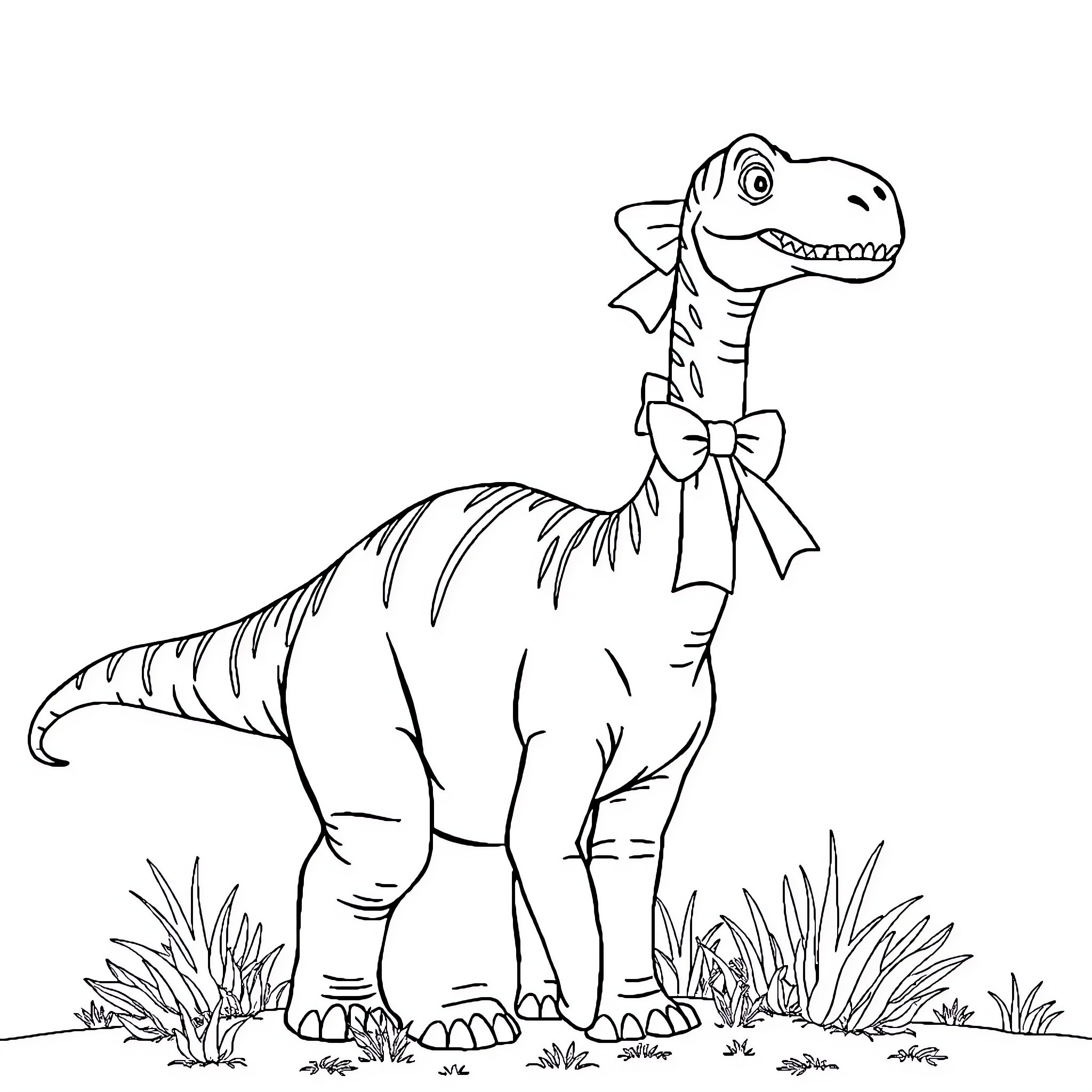Brachiosaurus exploring the wilderness Coloring Page (free black-and-white line drawing printable PDF for all, from beginners to advanced learners, including children, teens, adults, and seniors)