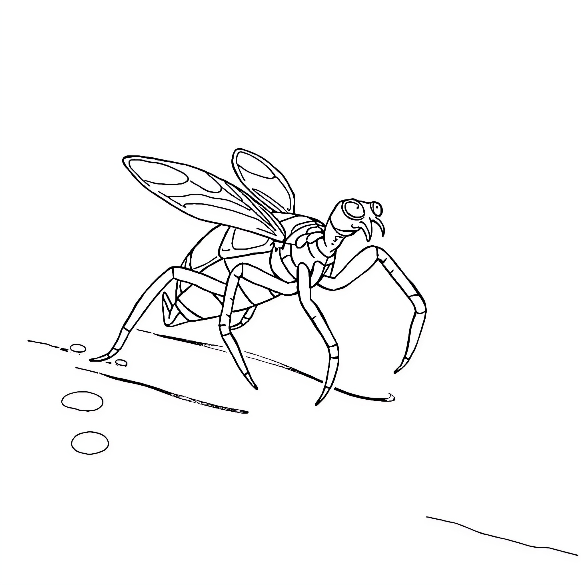 Spider-like insect scurrying on the ground Coloring Page (free black-and-white line drawing printable PDF for all, from beginners to advanced learners, including children, teens, adults, and seniors)