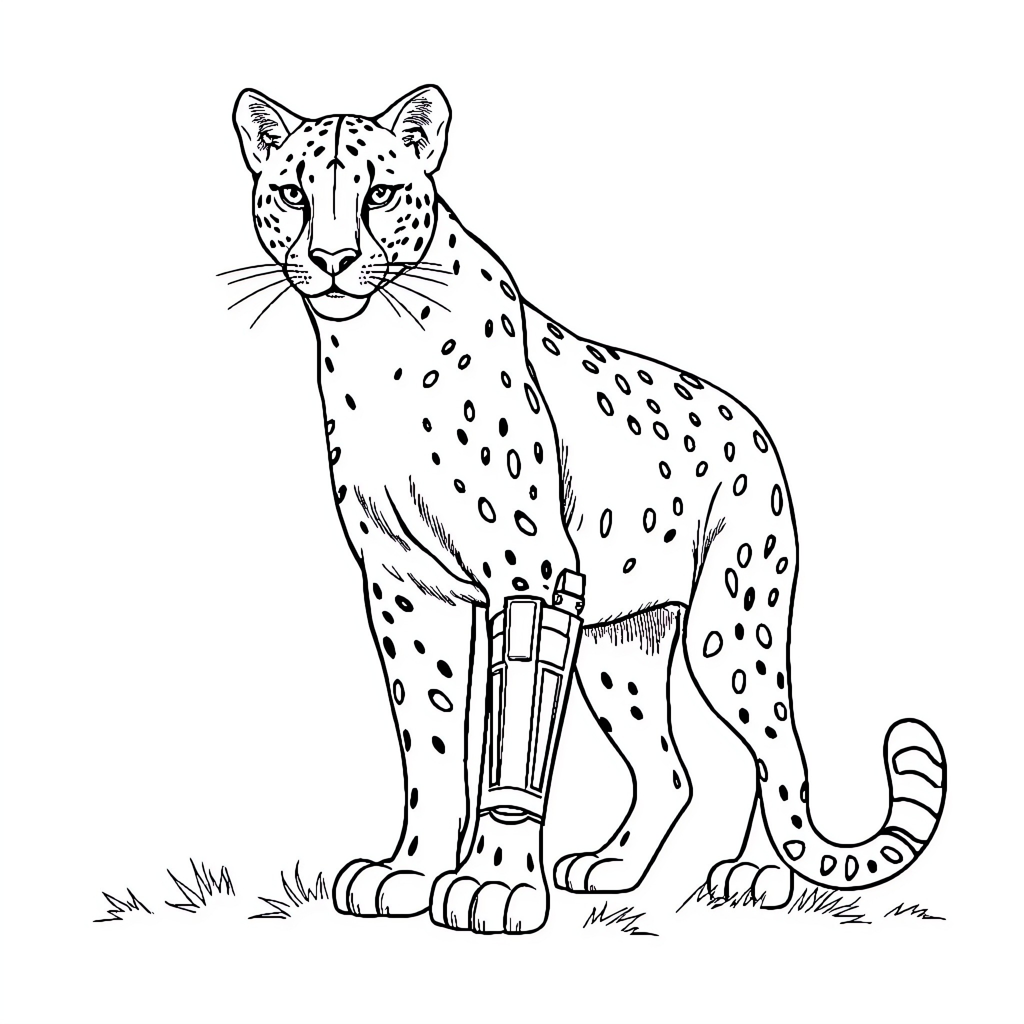 Cougar posing in nature Coloring Page (free black-and-white line drawing printable PDF for all, from beginners to advanced learners, including children, teens, adults, and seniors)