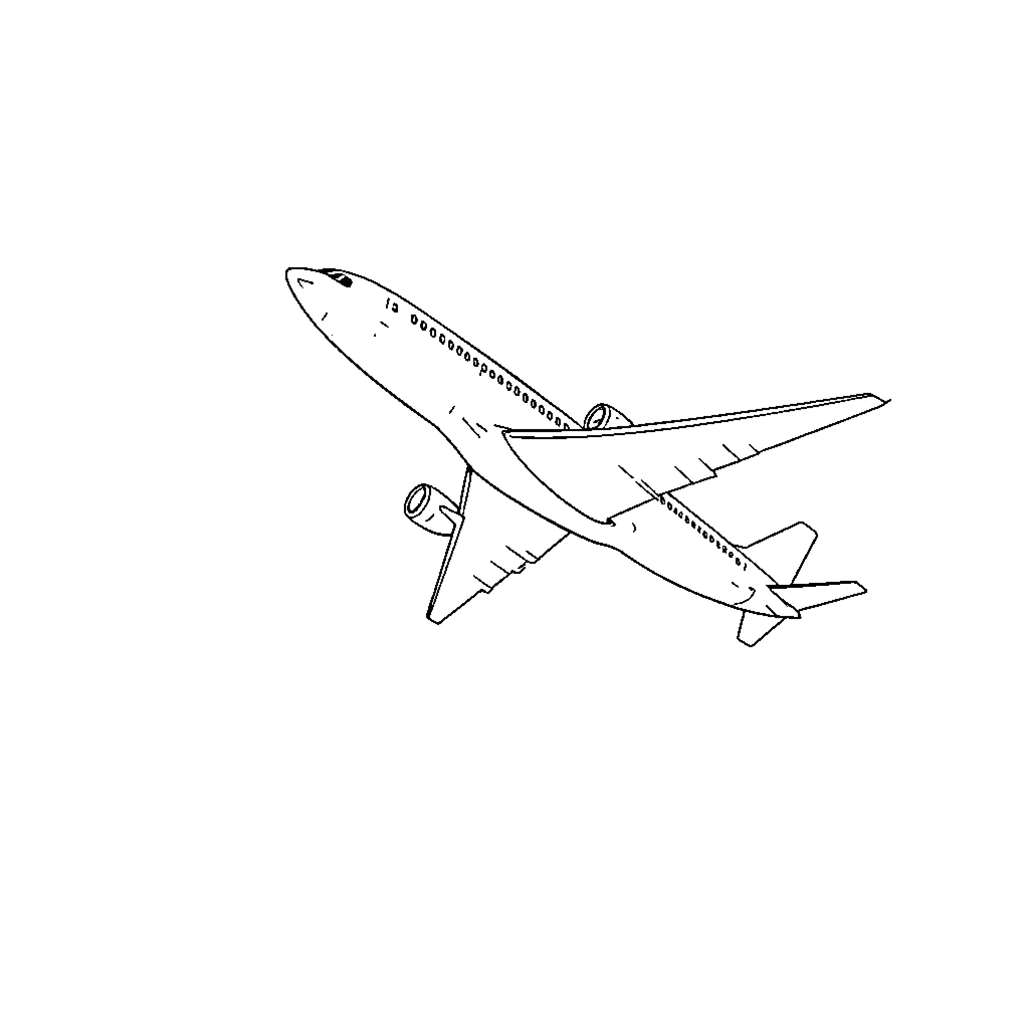Airplane flying in the sky Coloring Page (free black-and-white line drawing printable PDF for all, from beginners to advanced learners, including children, teens, adults, and seniors)