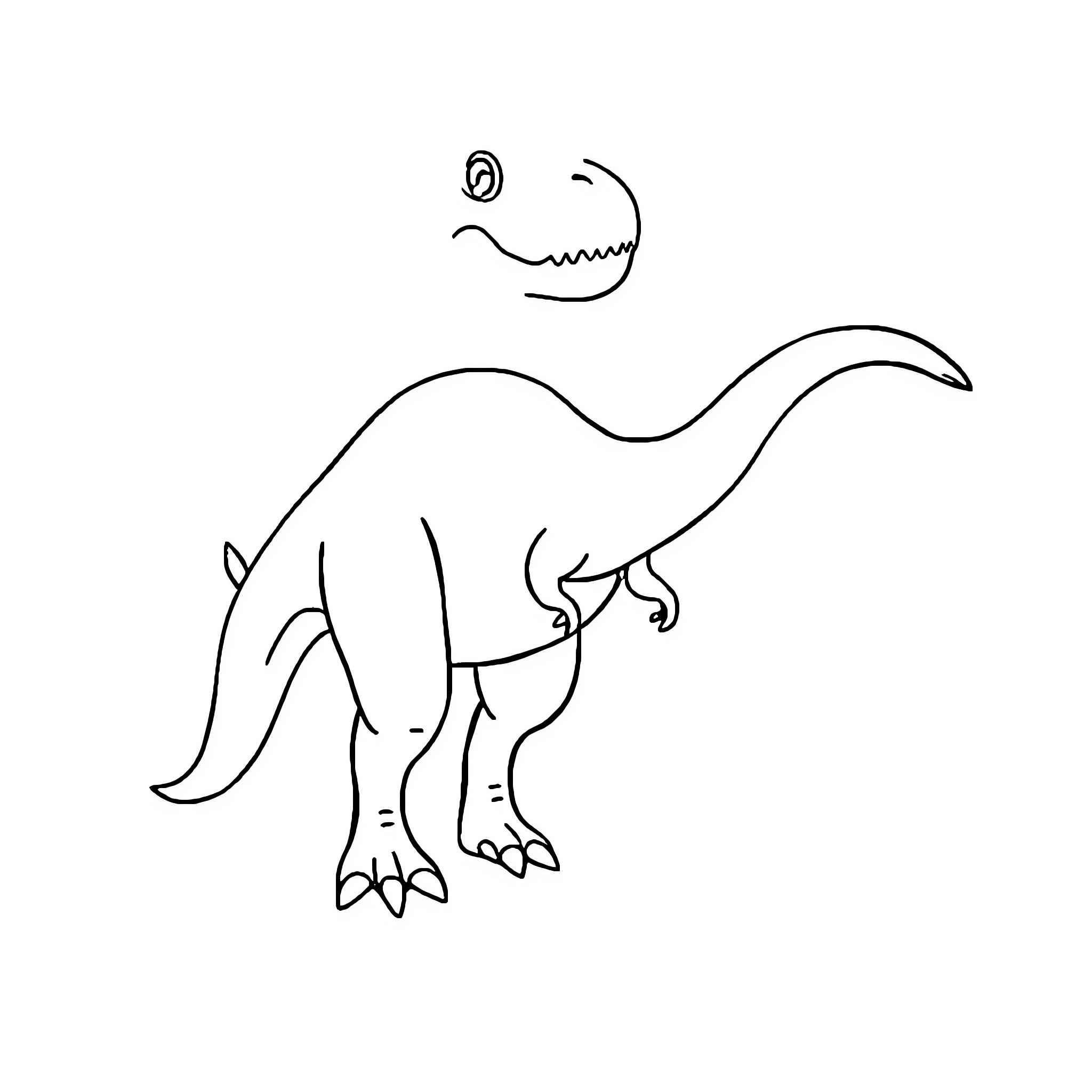 Dinosaur with unique features in a simple sketch Coloring Page (free black-and-white line drawing printable PDF for all, from beginners to advanced learners, including children, teens, adults, and seniors)