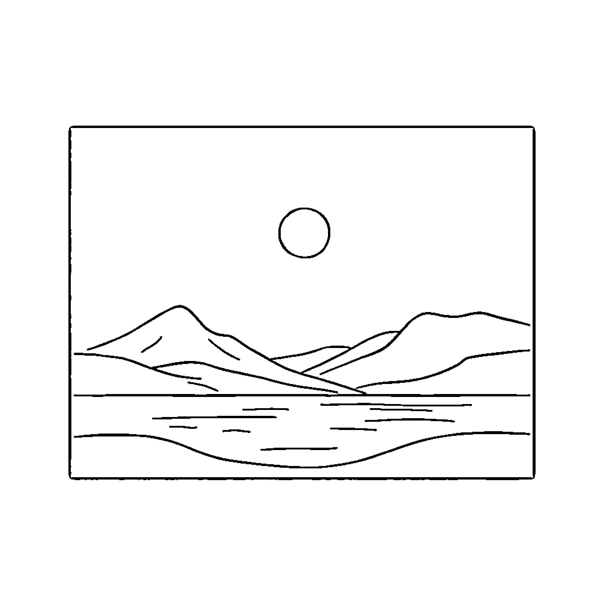 Landscape with mountains and lake Coloring Page (free black-and-white line drawing printable PDF for all, from beginners to advanced learners, including children, teens, adults, and seniors)