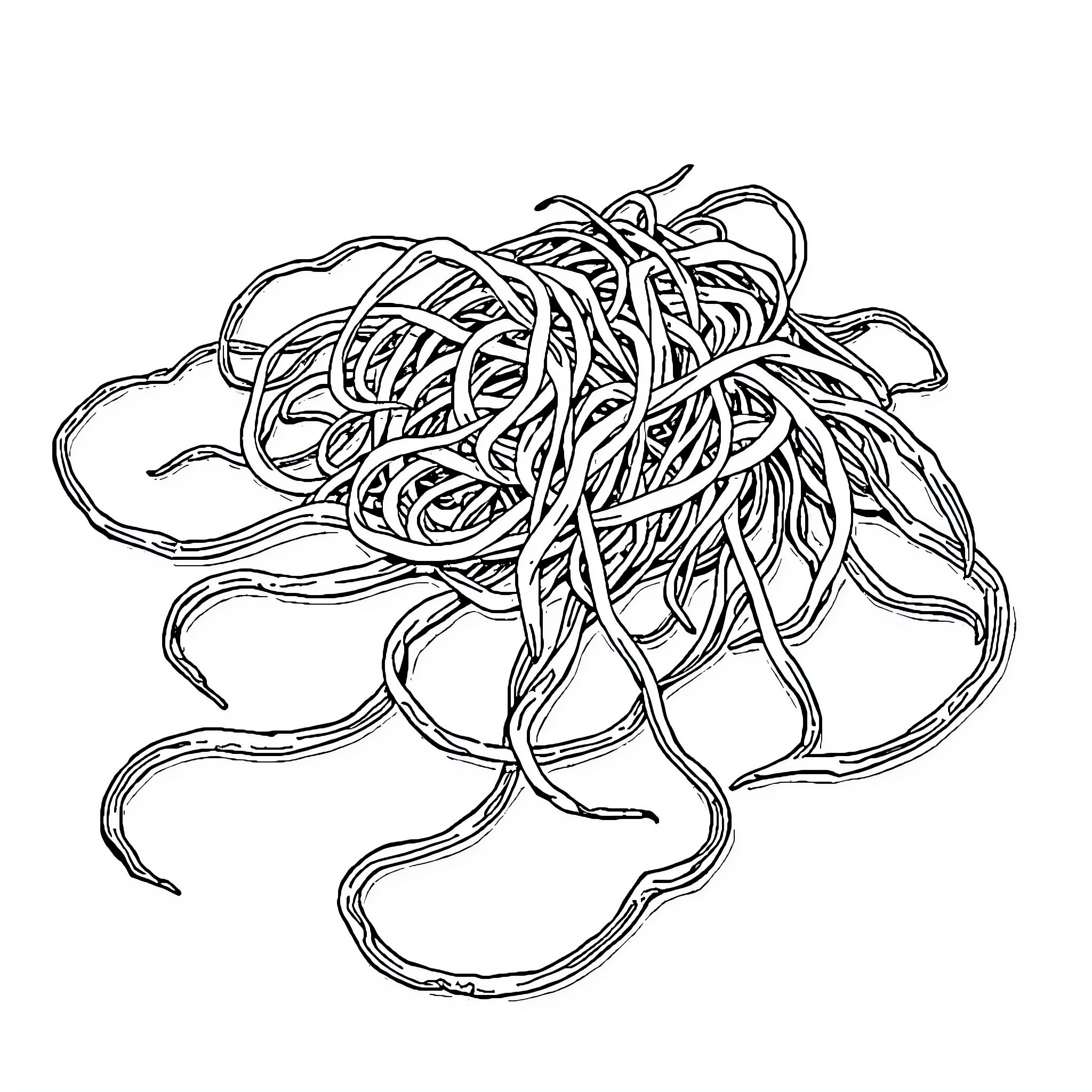 Tangled Mess of Swirling Lines Coloring Page (free black-and-white line drawing printable PDF for all, from beginners to advanced learners, including children, teens, adults, and seniors)