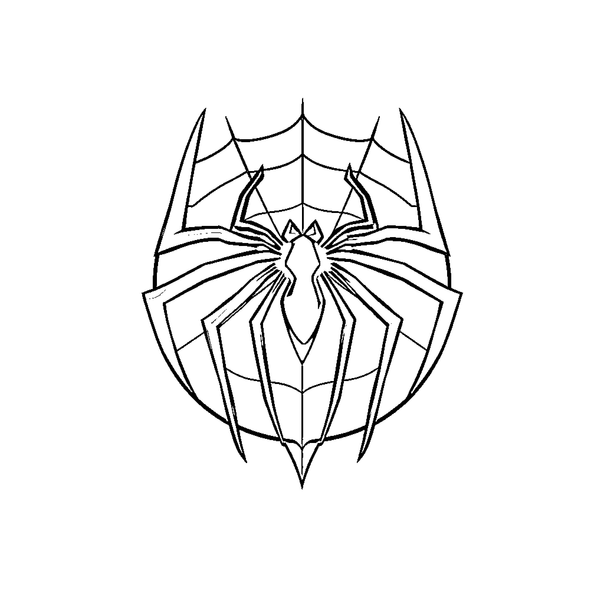 Spider-Man's iconic symbol on a black and white background Coloring Page (free black-and-white line drawing printable PDF for all, from beginners to advanced learners, including children, teens, adults, and seniors)