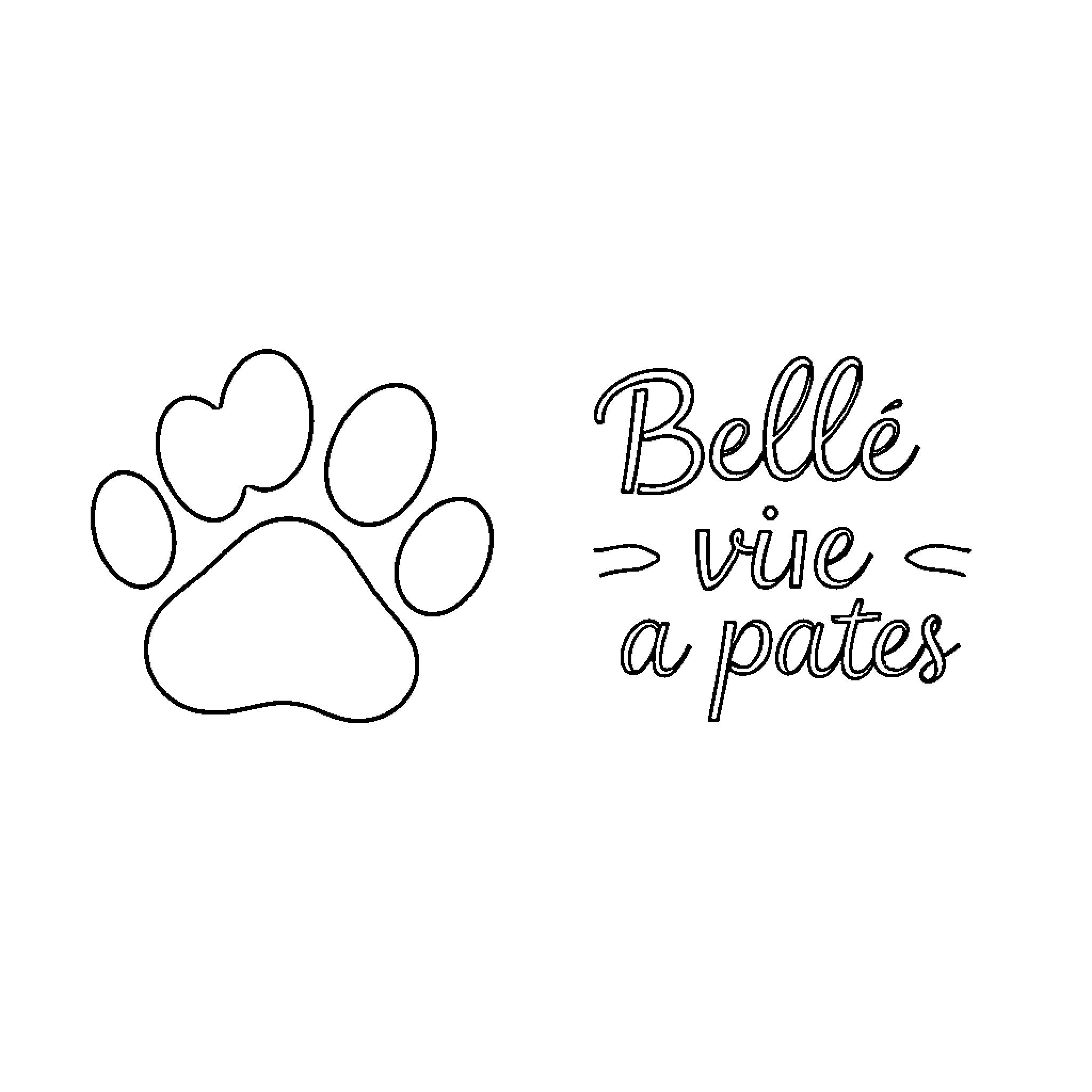 Cat Paw Expressing Belle Vie a Pates Coloring Page (free black-and-white line drawing printable PDF for all, from beginners to advanced learners, including children, teens, adults, and seniors)